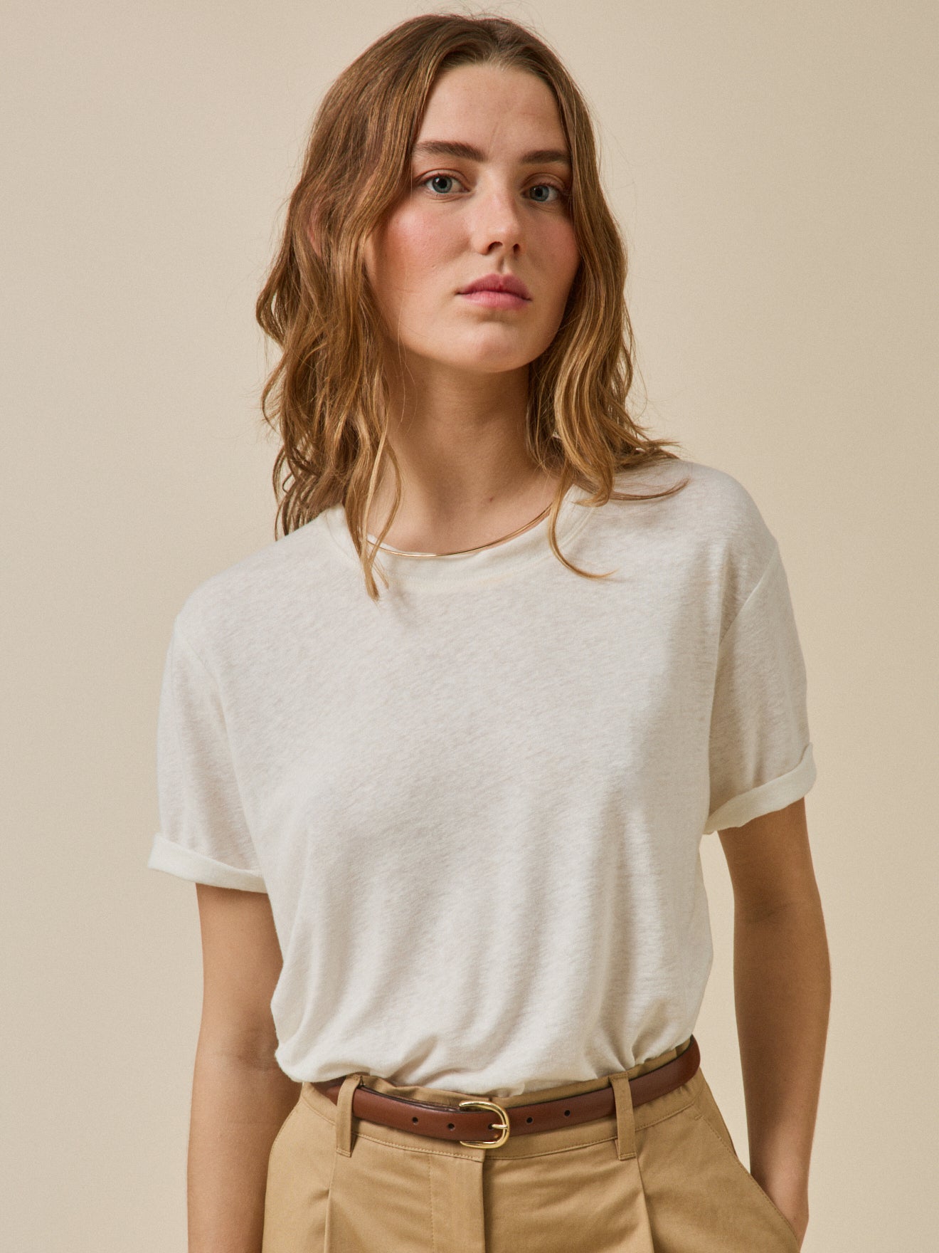 Damen-T-Shirt aus Leinen und Viskose