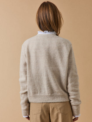 Gestrickter Damen-Cardigan mit Alpaka und Wolle