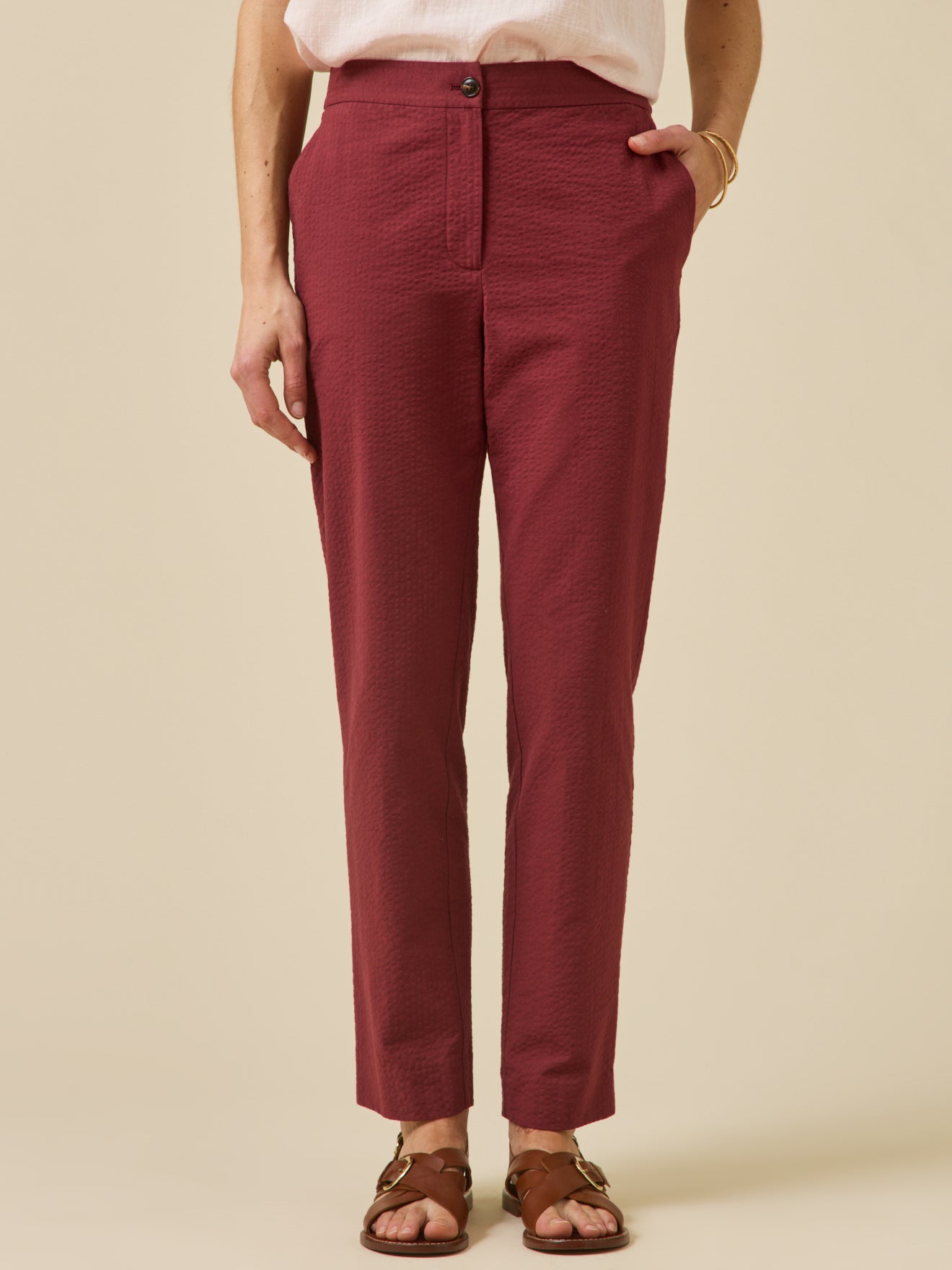 Damen-Zigarettenhose Julie aus Seersucker