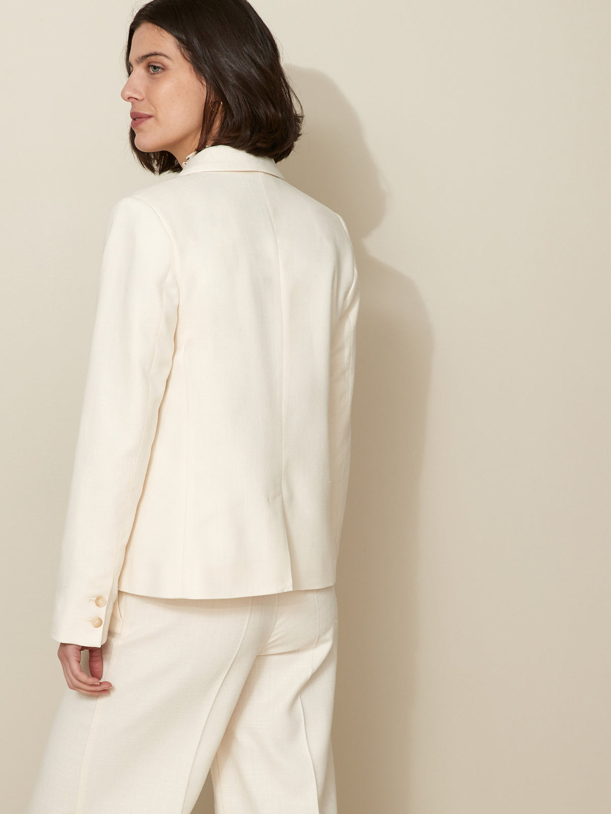 Veste tailleur femme tissu natté