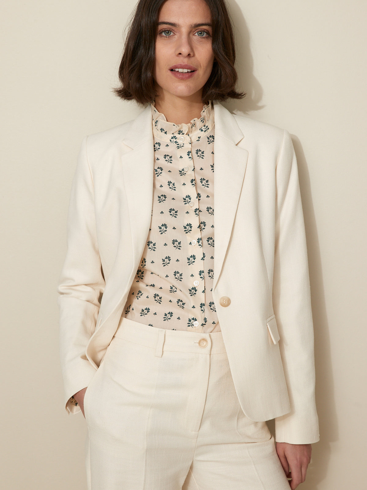 Veste tailleur femme tissu natté