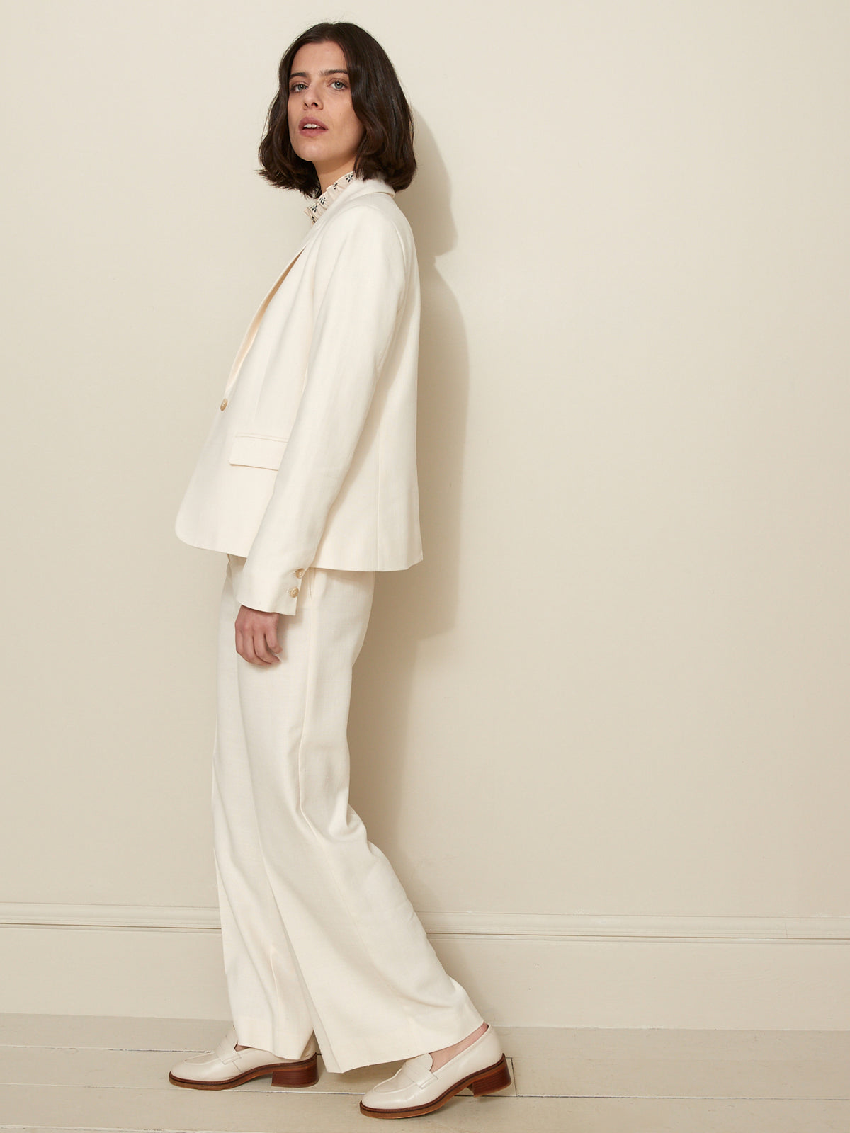 Veste tailleur femme tissu natté