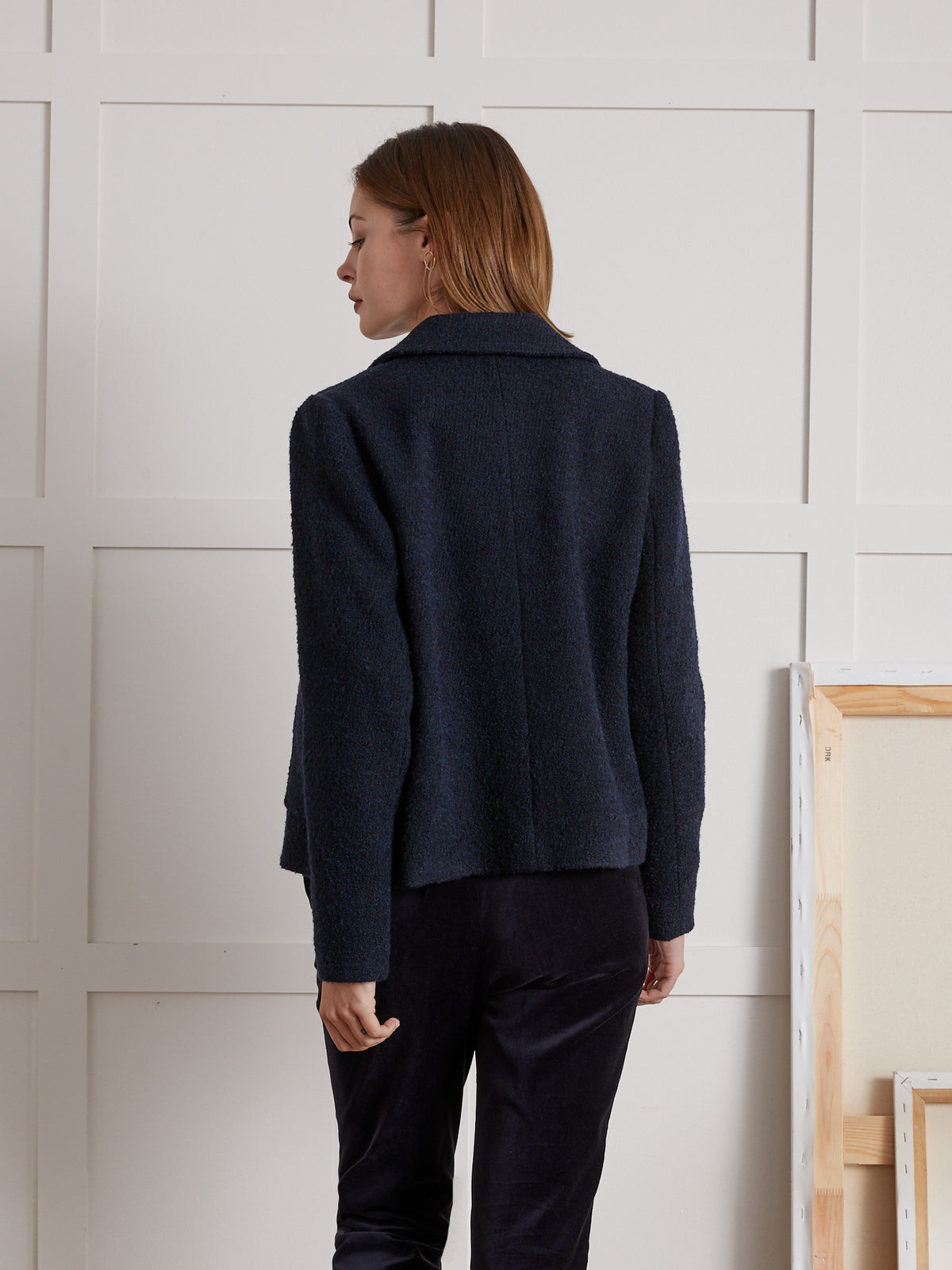 Veste col rond femme tissu bouclette