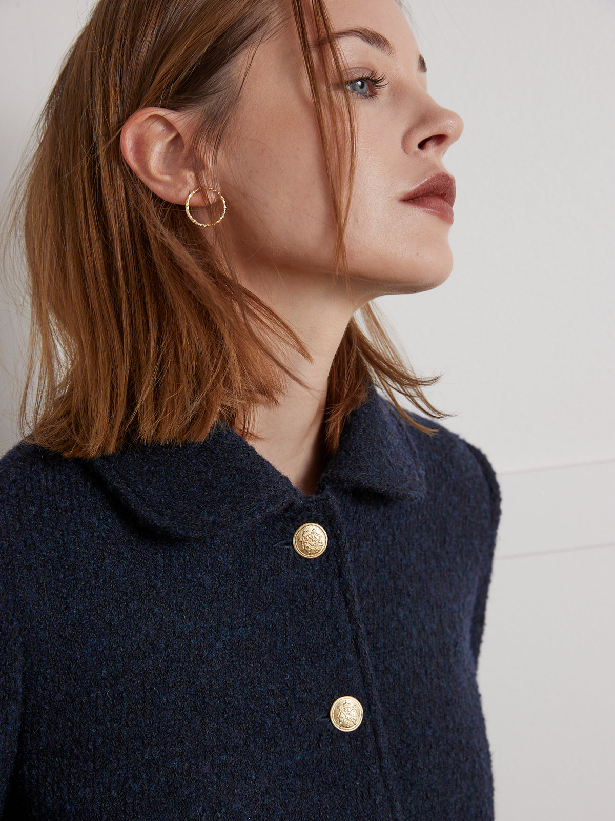 Veste col rond femme tissu bouclette