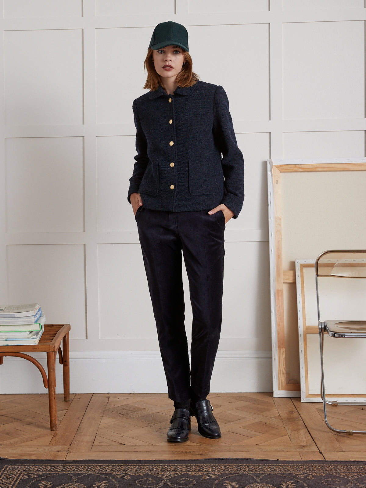 Veste col rond femme tissu bouclette