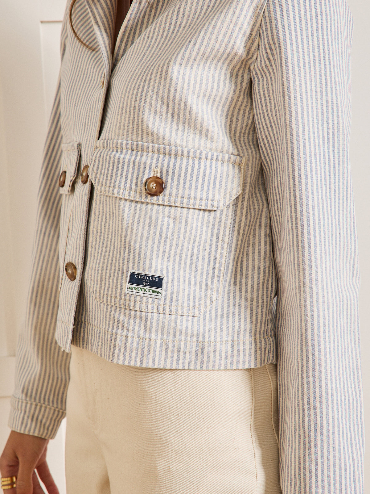 Veste courte rayée femme coton stretch