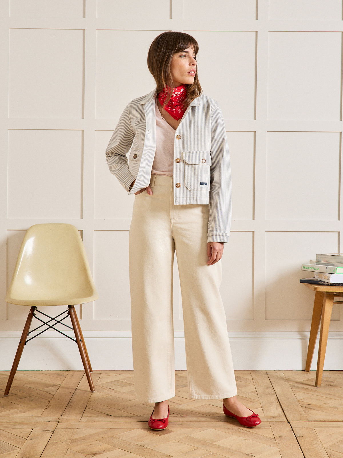 Veste courte rayée femme coton stretch