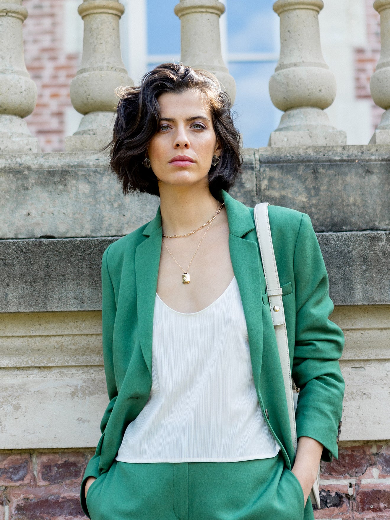 Veste tailleur tissu crêpe femme