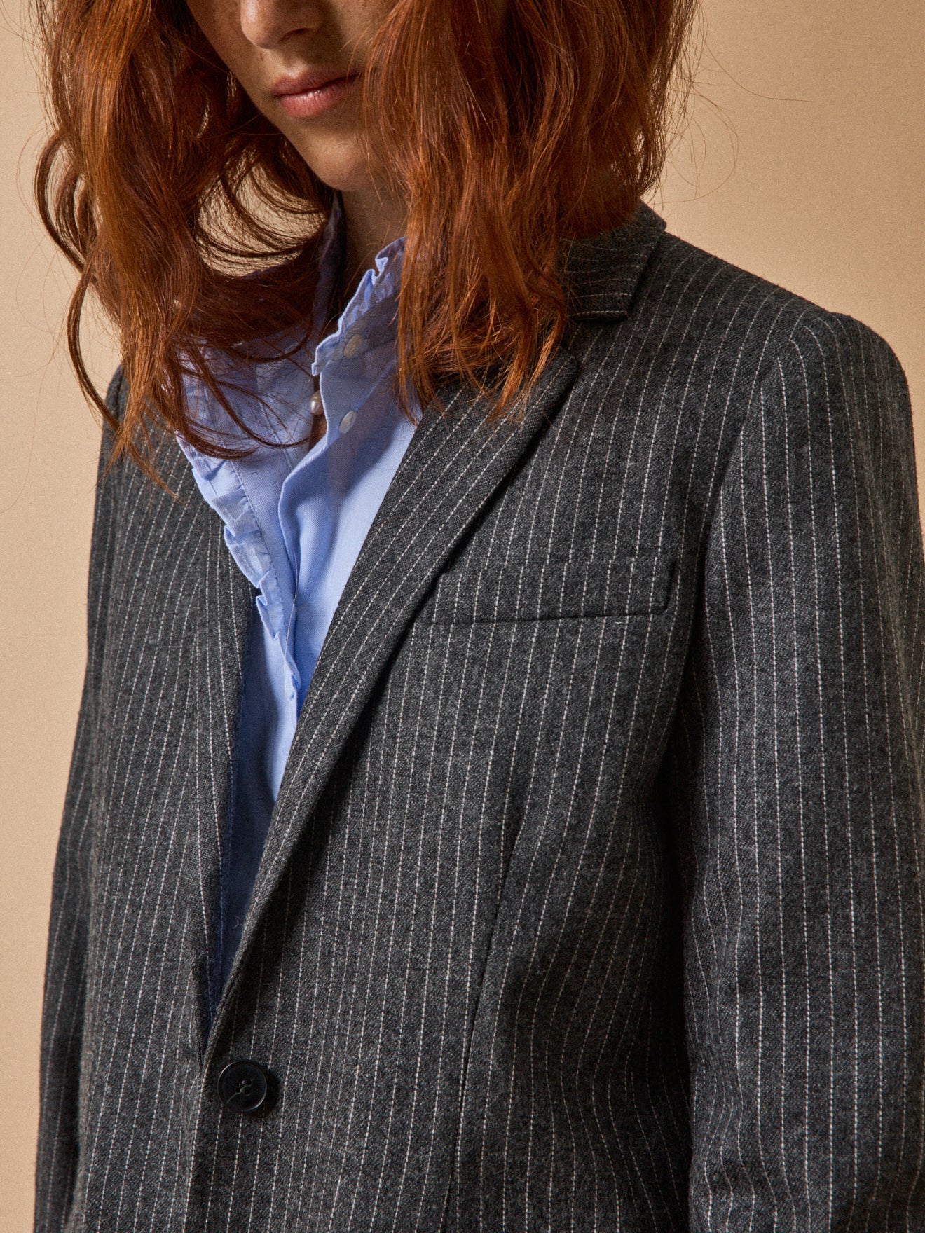 Gestreifter Damen-Blazer aus Wolltuch