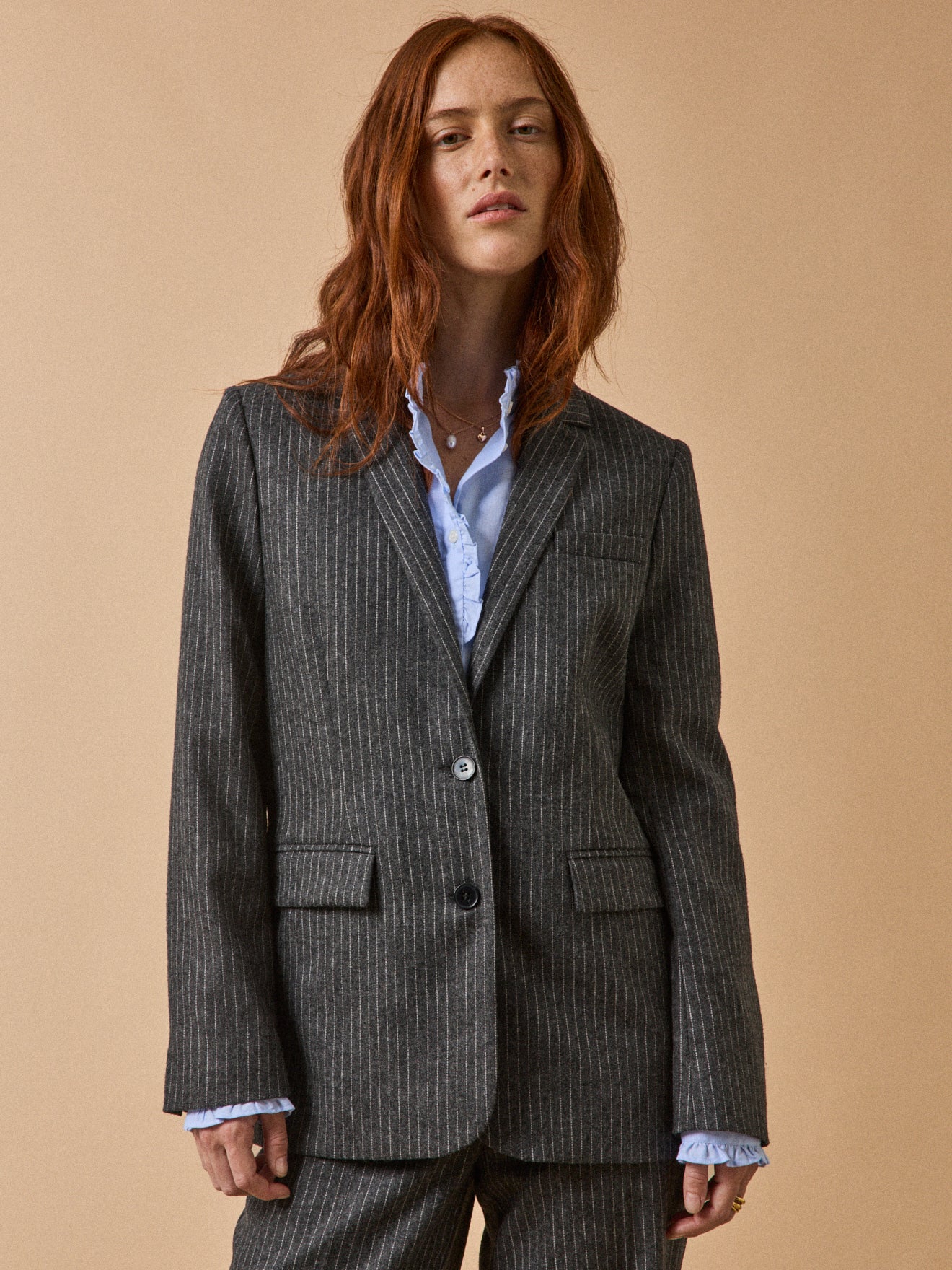 Gestreifter Damen-Blazer aus Wolltuch