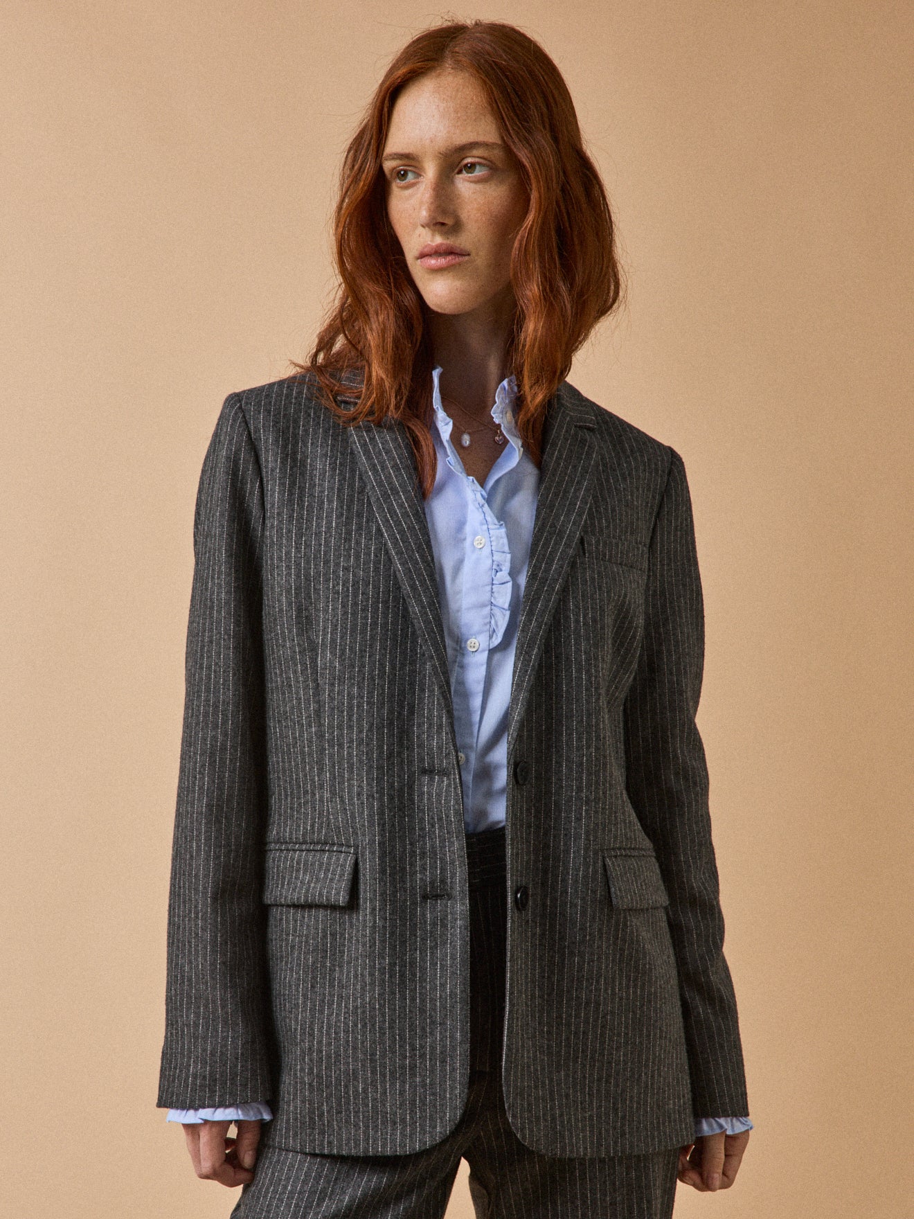 Gestreifter Damen-Blazer aus Wolltuch