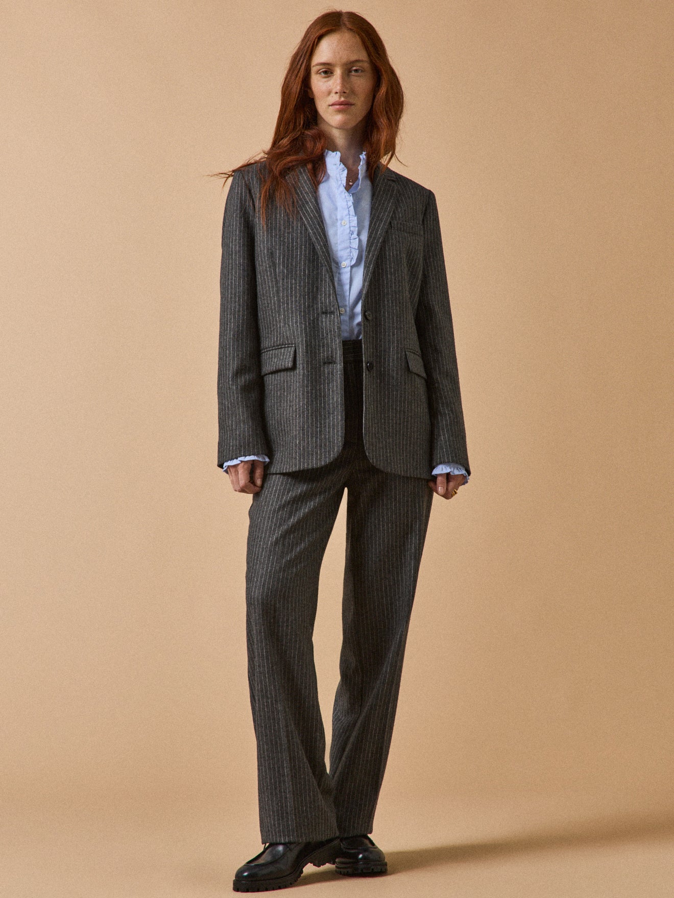 Gestreifter Damen-Blazer aus Wolltuch