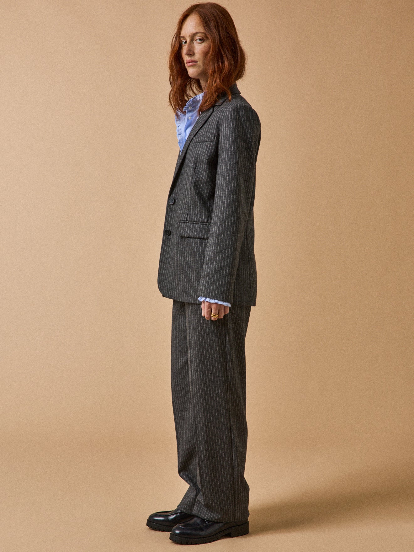 Gestreifter Damen-Blazer aus Wolltuch