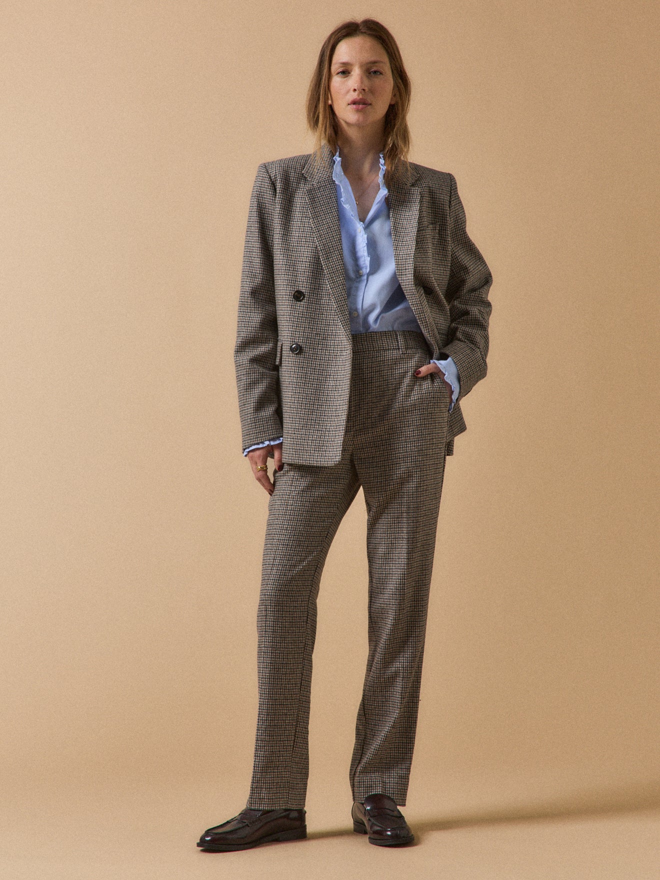 Damen-Blazer aus Wolltuch mit kleinen Karos