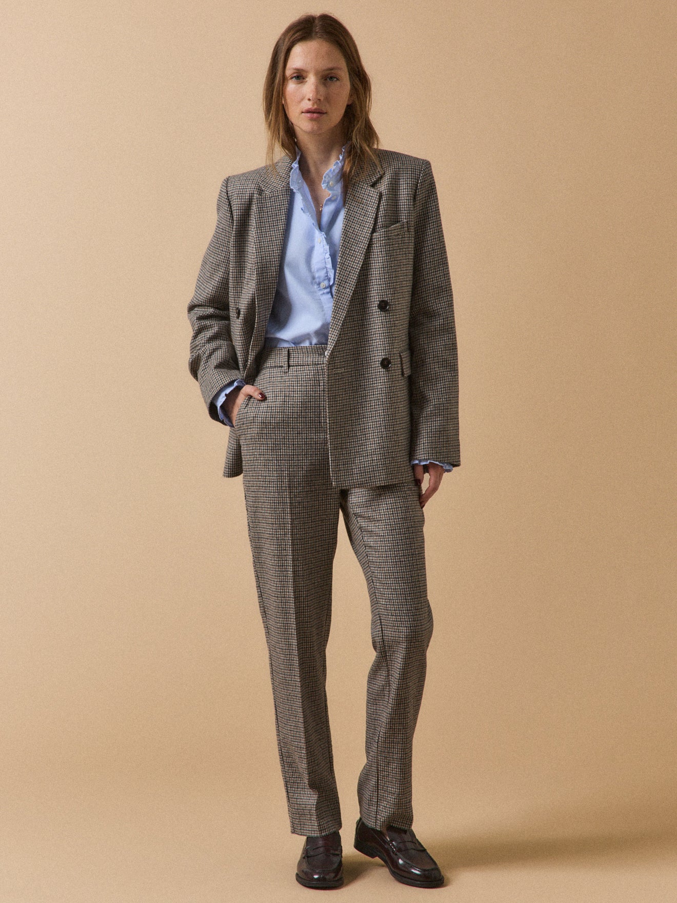 Damen-Blazer aus Wolltuch mit kleinen Karos