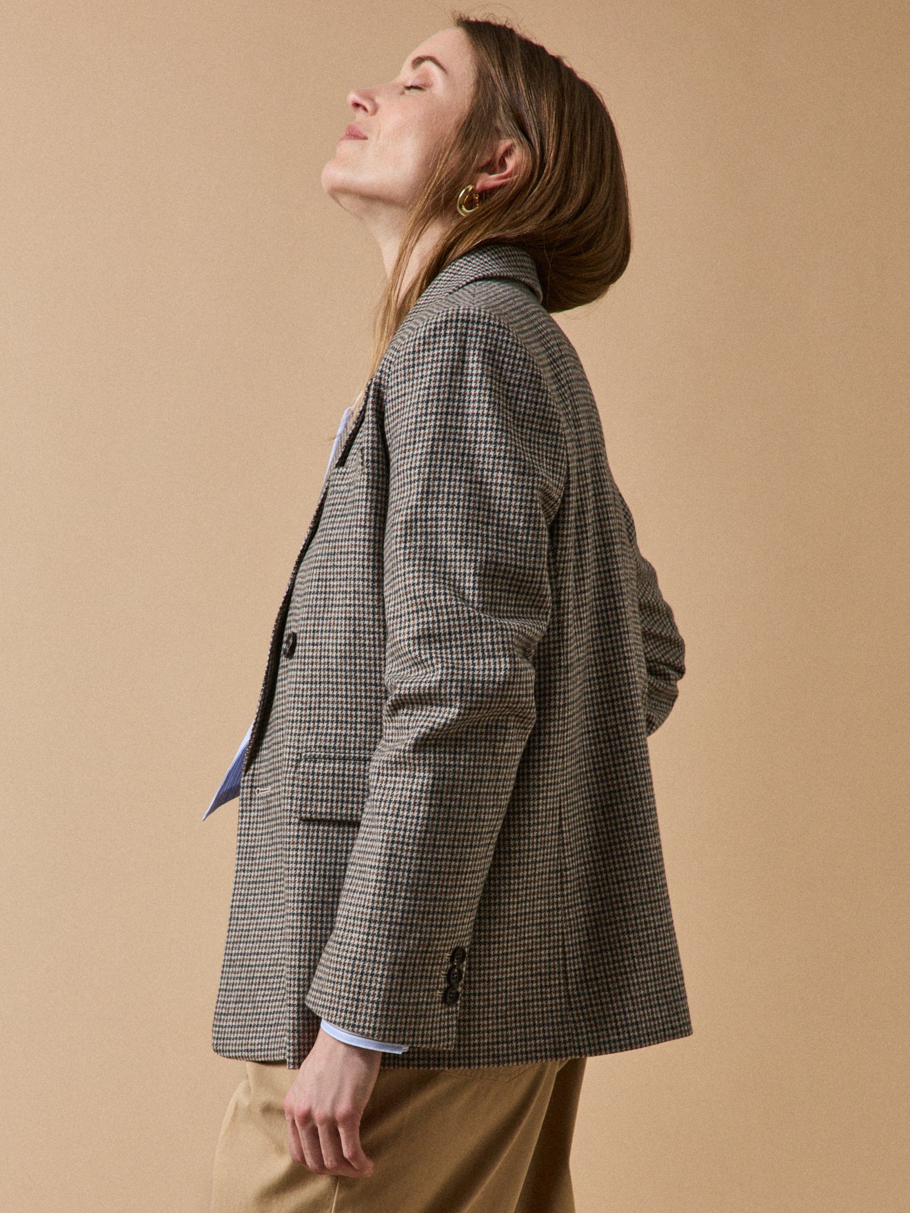 Damen-Blazer aus Wolltuch mit kleinen Karos