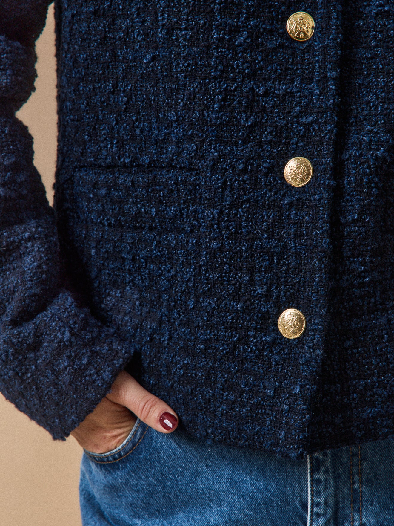 Einfarbiger Damen-Blazer aus Twill