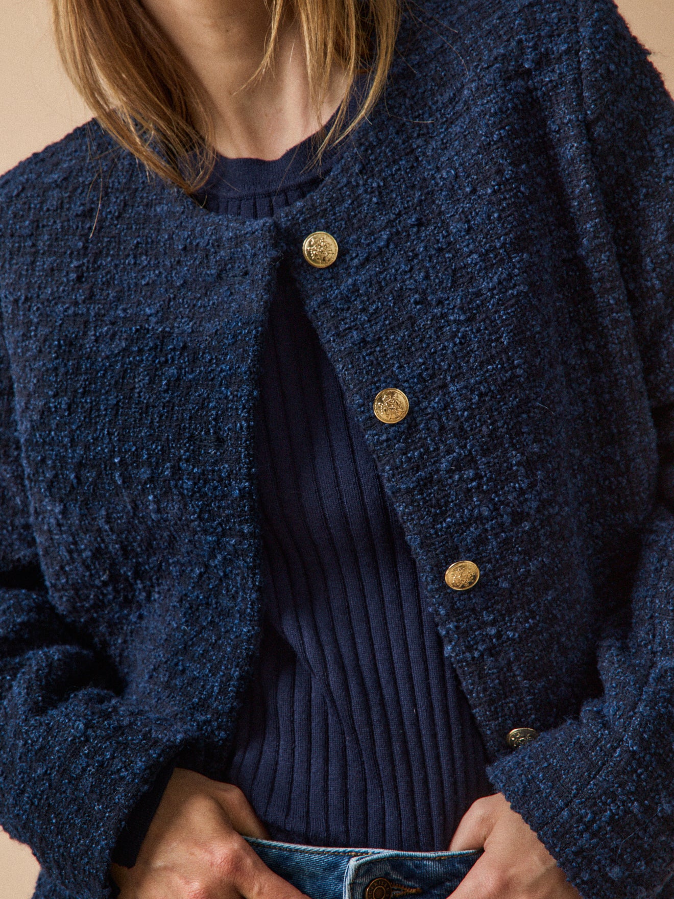 Einfarbiger Damen-Blazer aus Twill