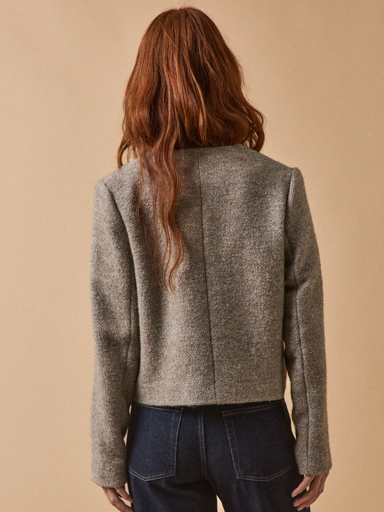 Irisierte Damenjacke ohne Kragen