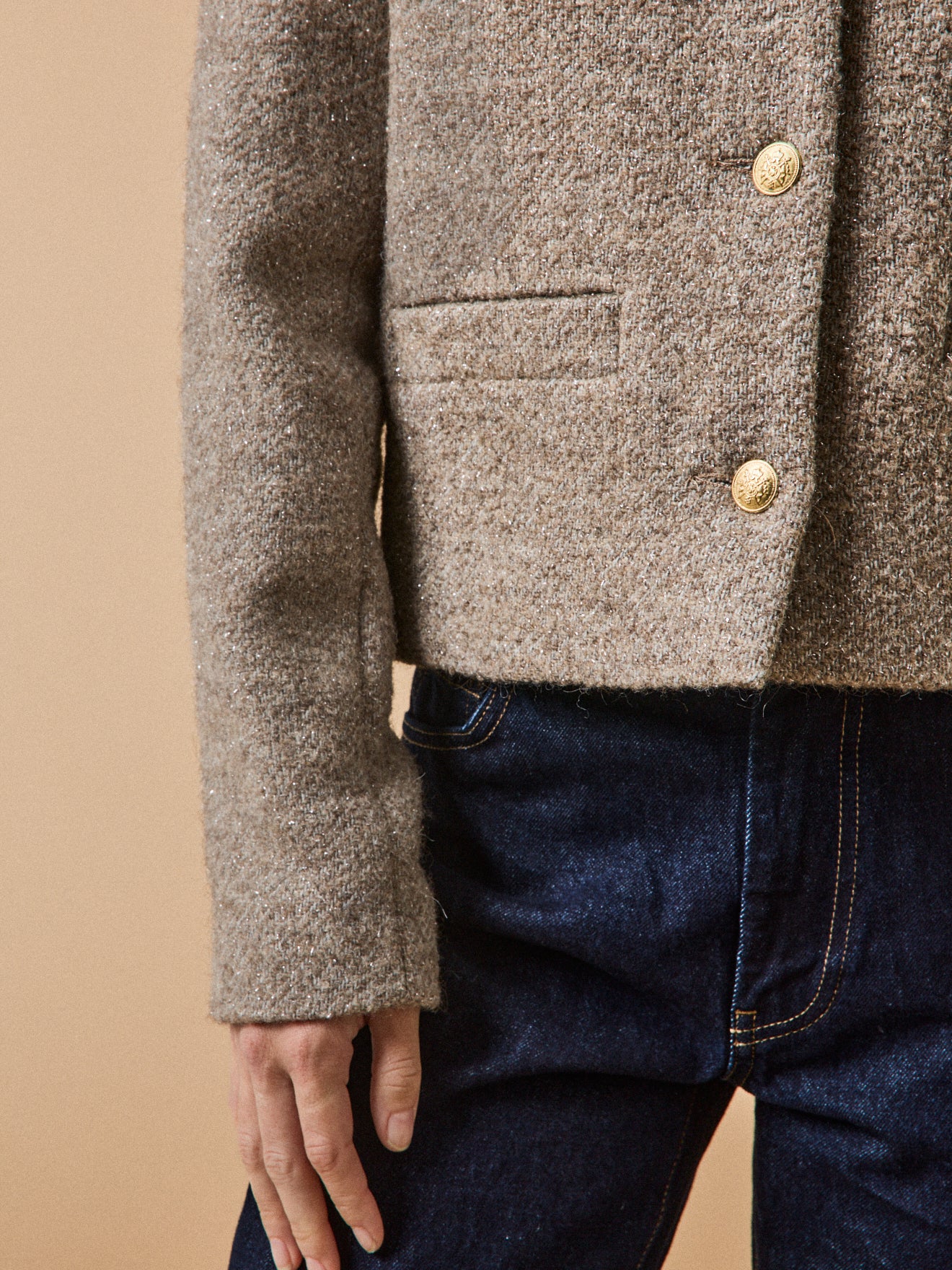 Irisierte Damenjacke ohne Kragen