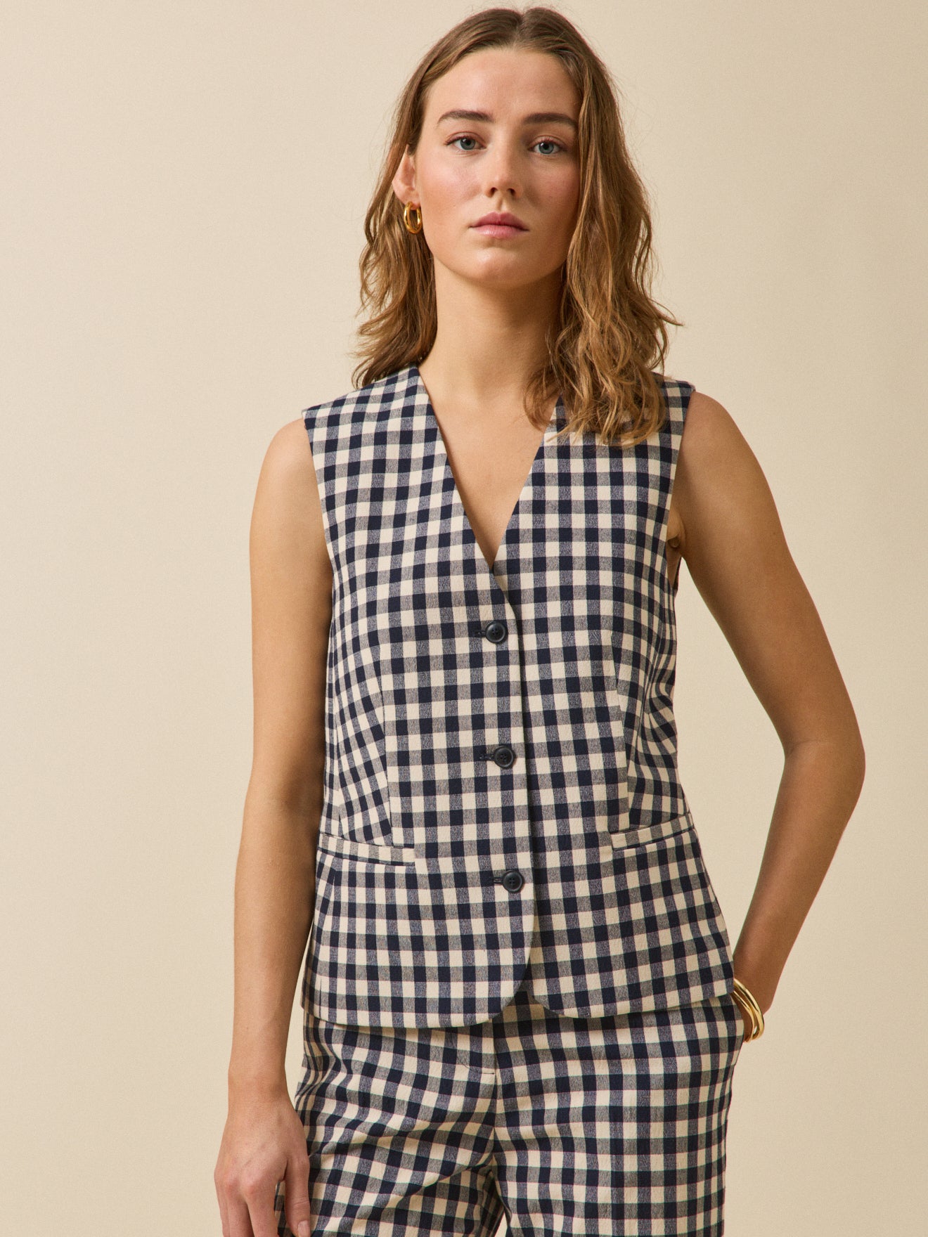 Damenweste mit Vichy-Karos