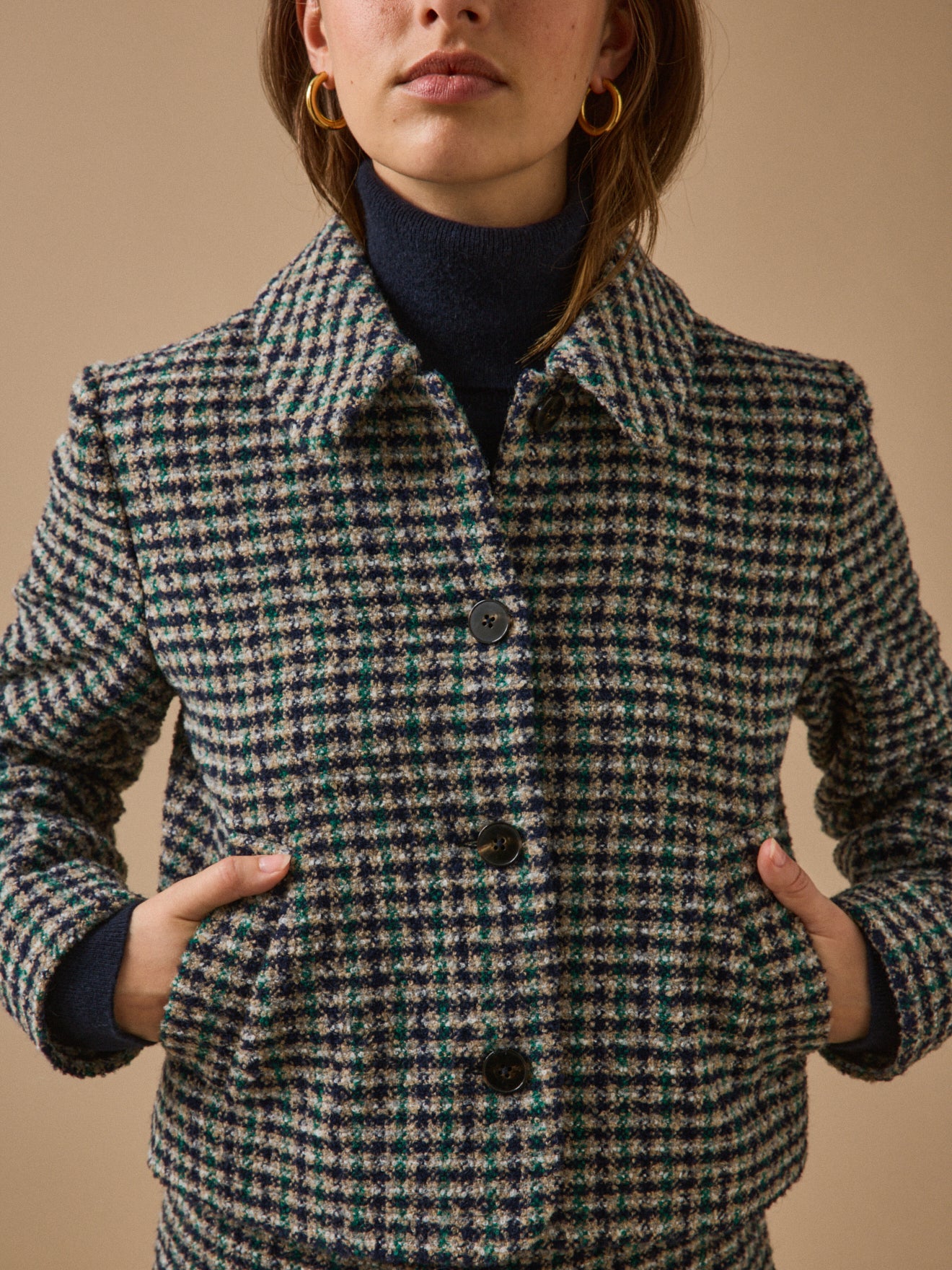 Karierte Damenjacke aus Tweed