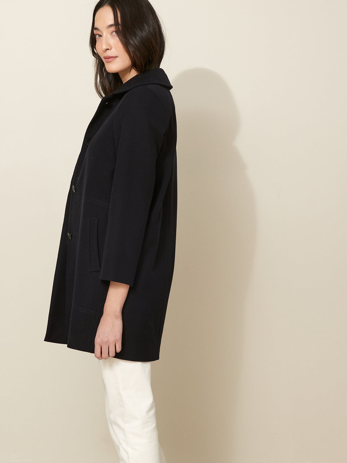 Manteau Car Coat piqué de coton femme