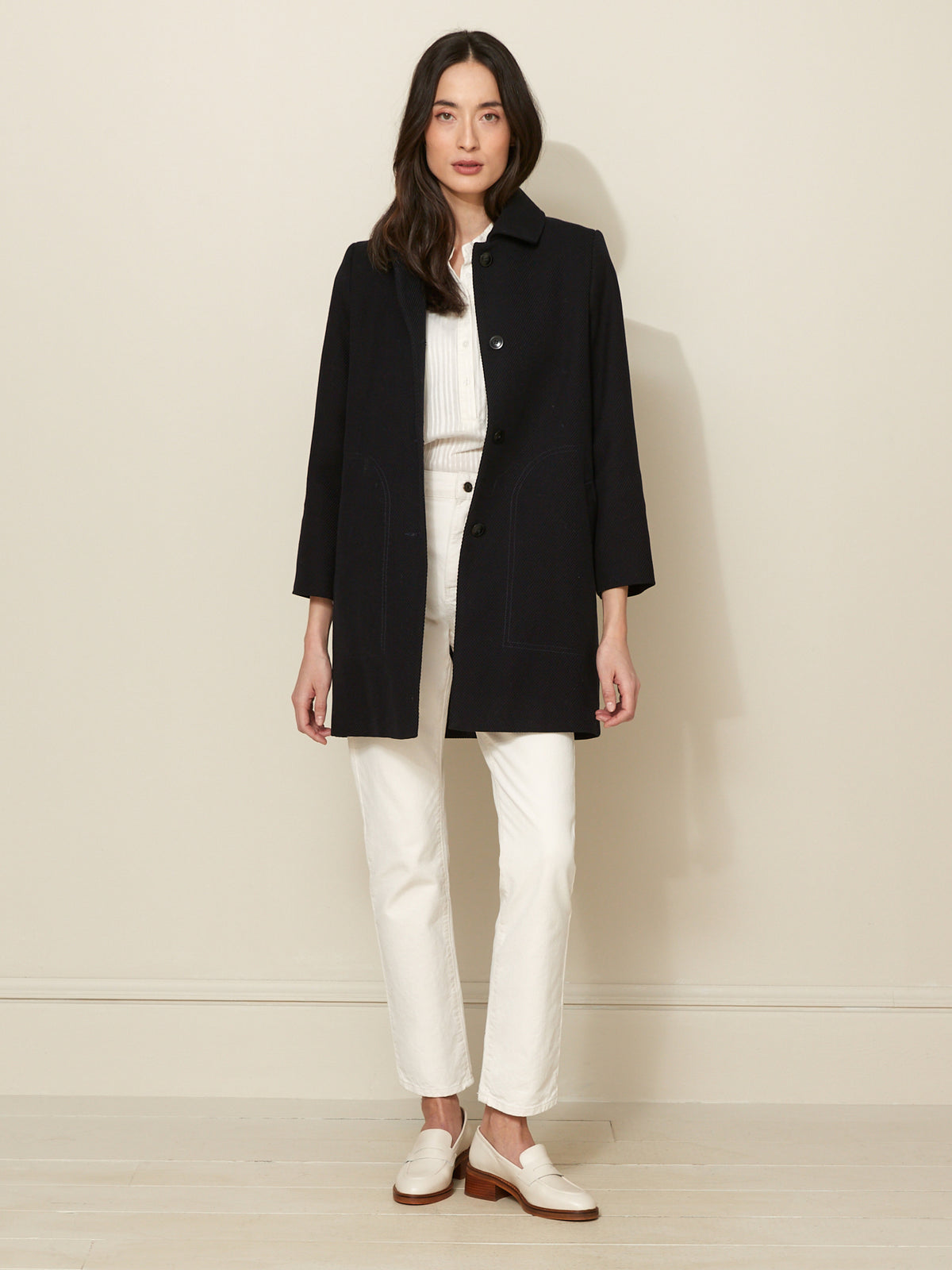 Manteau Car Coat piqué de coton femme