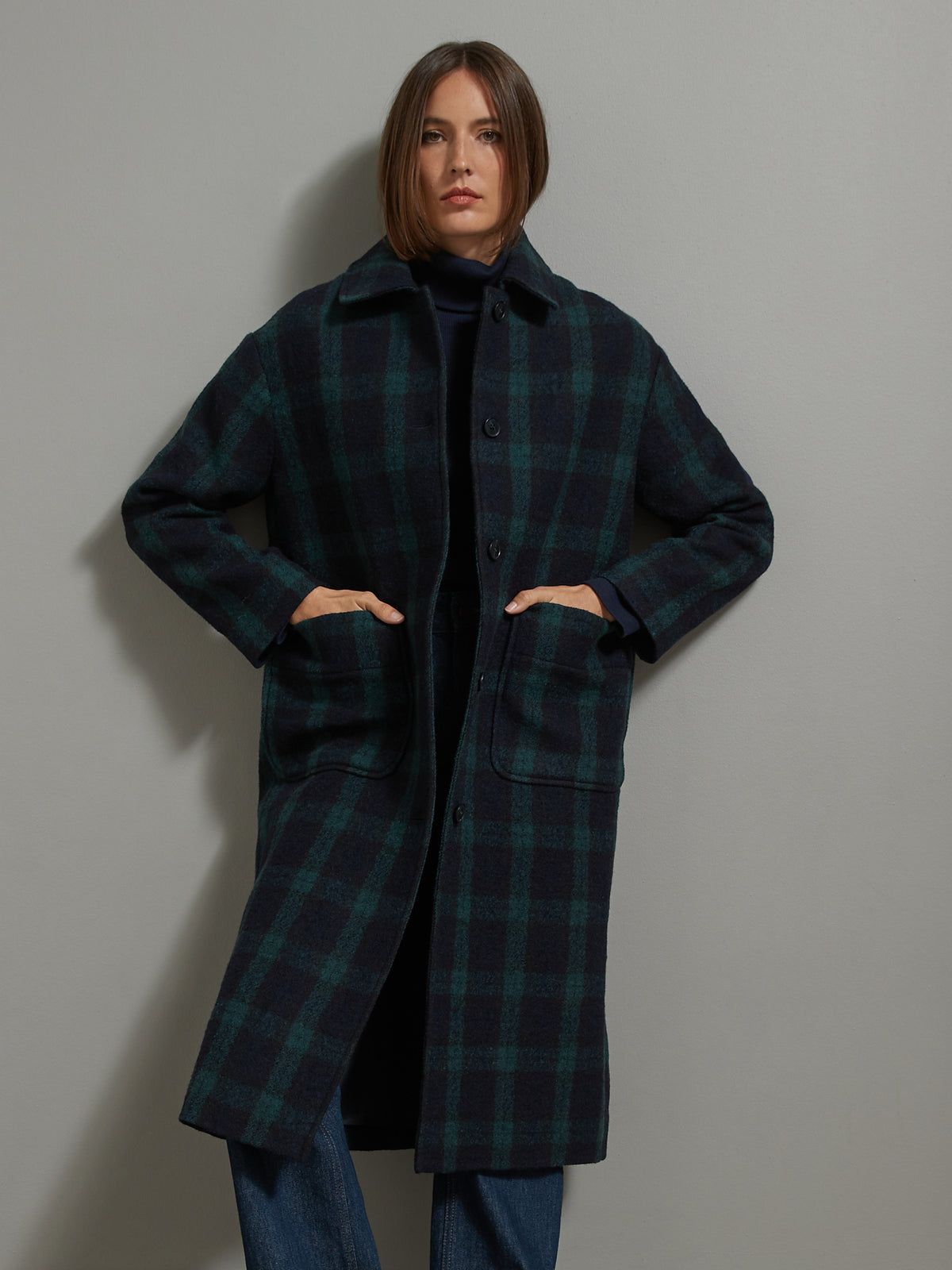 Manteau écossais pure laine femme