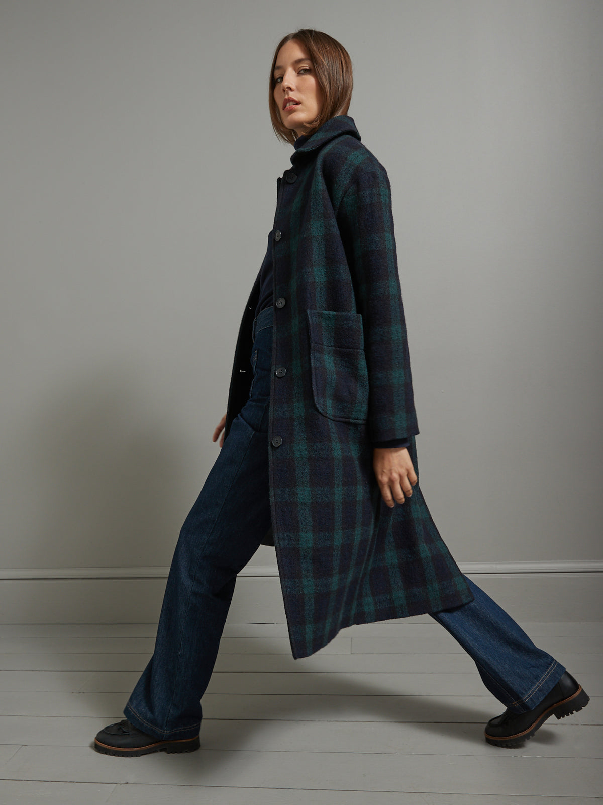 Manteau écossais pure laine femme