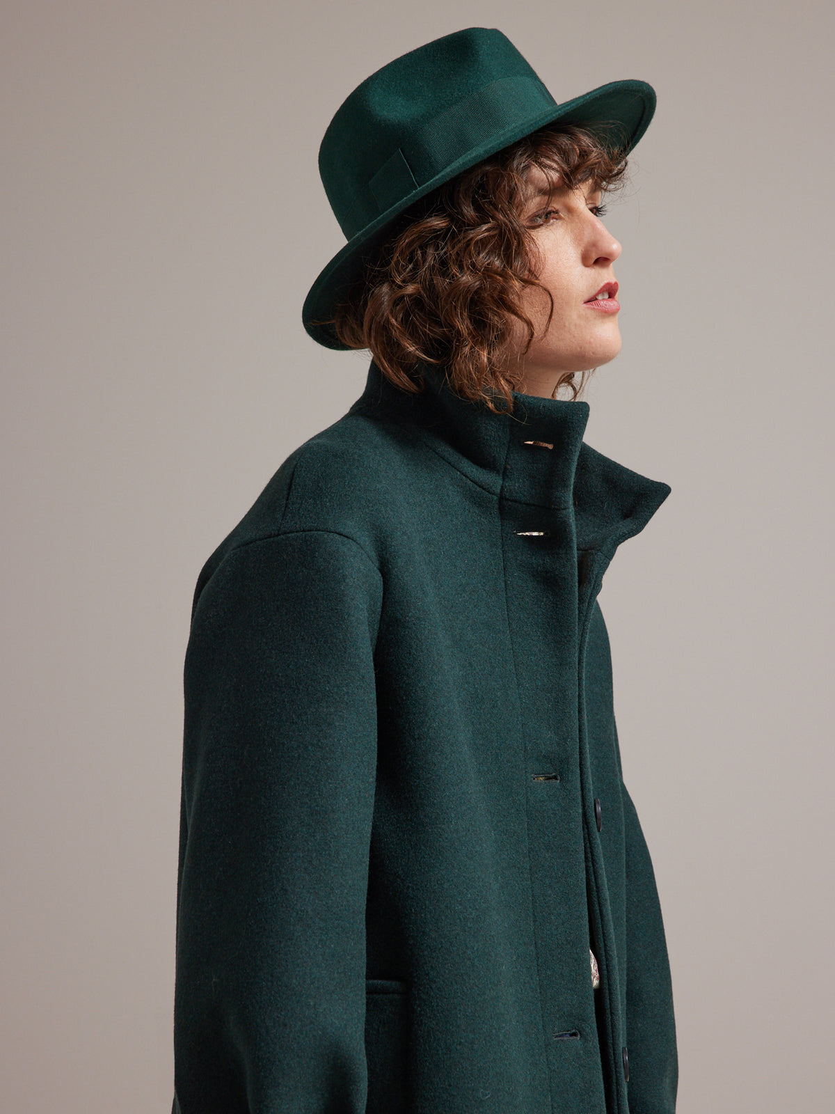 Manteau drap de laine uni femme laine recyclée