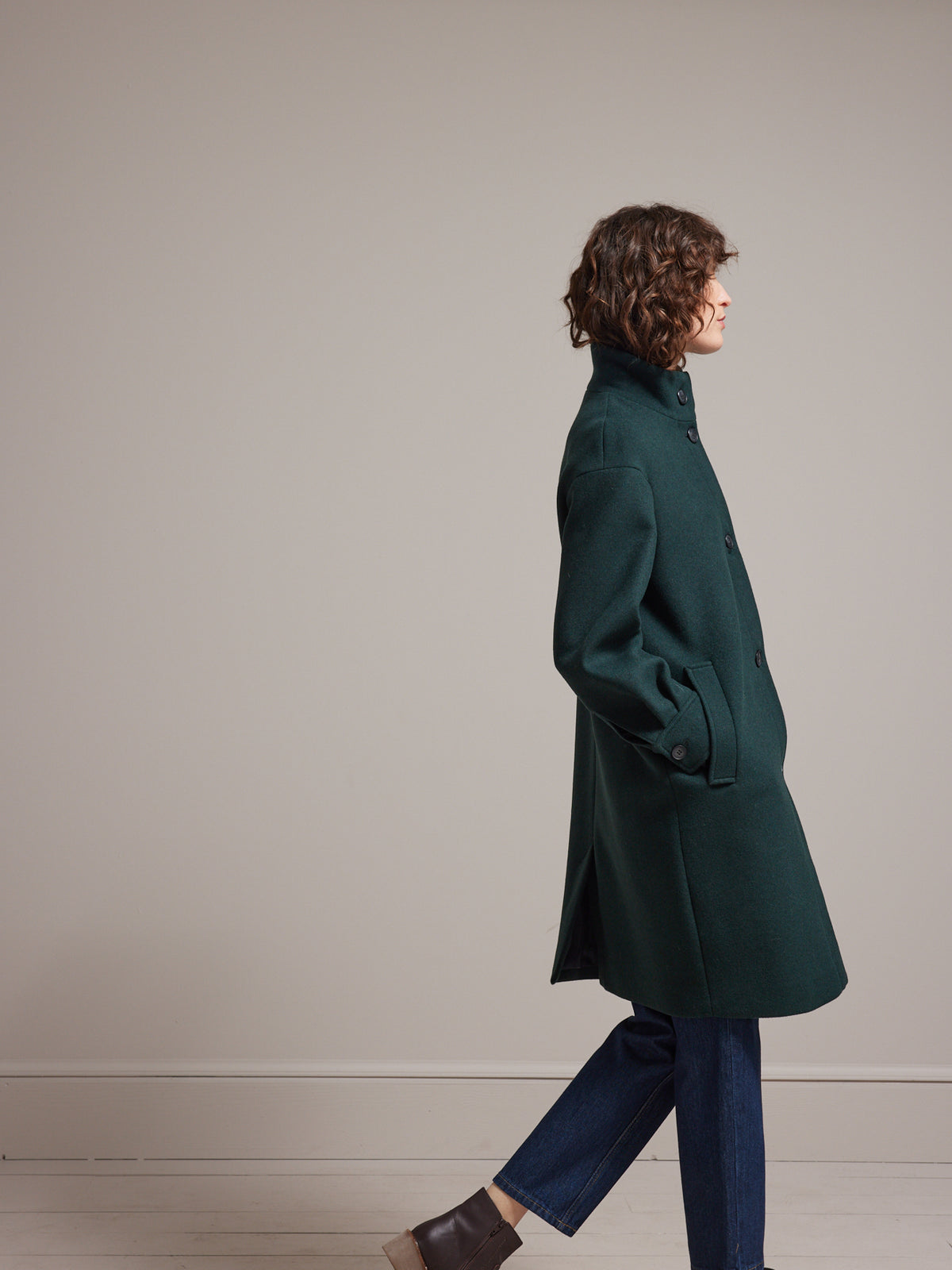 Manteau drap de laine uni femme laine recyclée