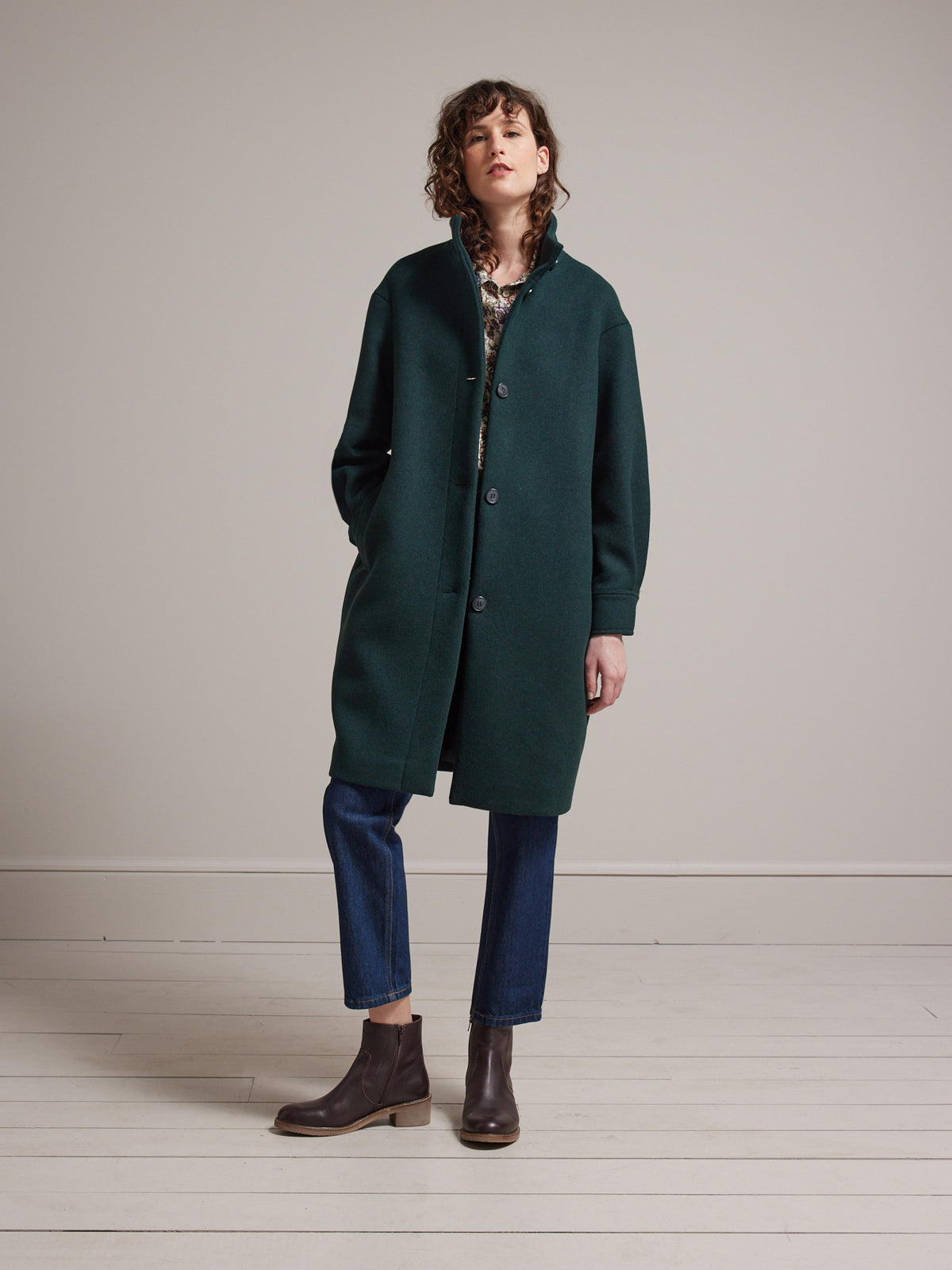 Manteau drap de laine uni femme laine recyclée