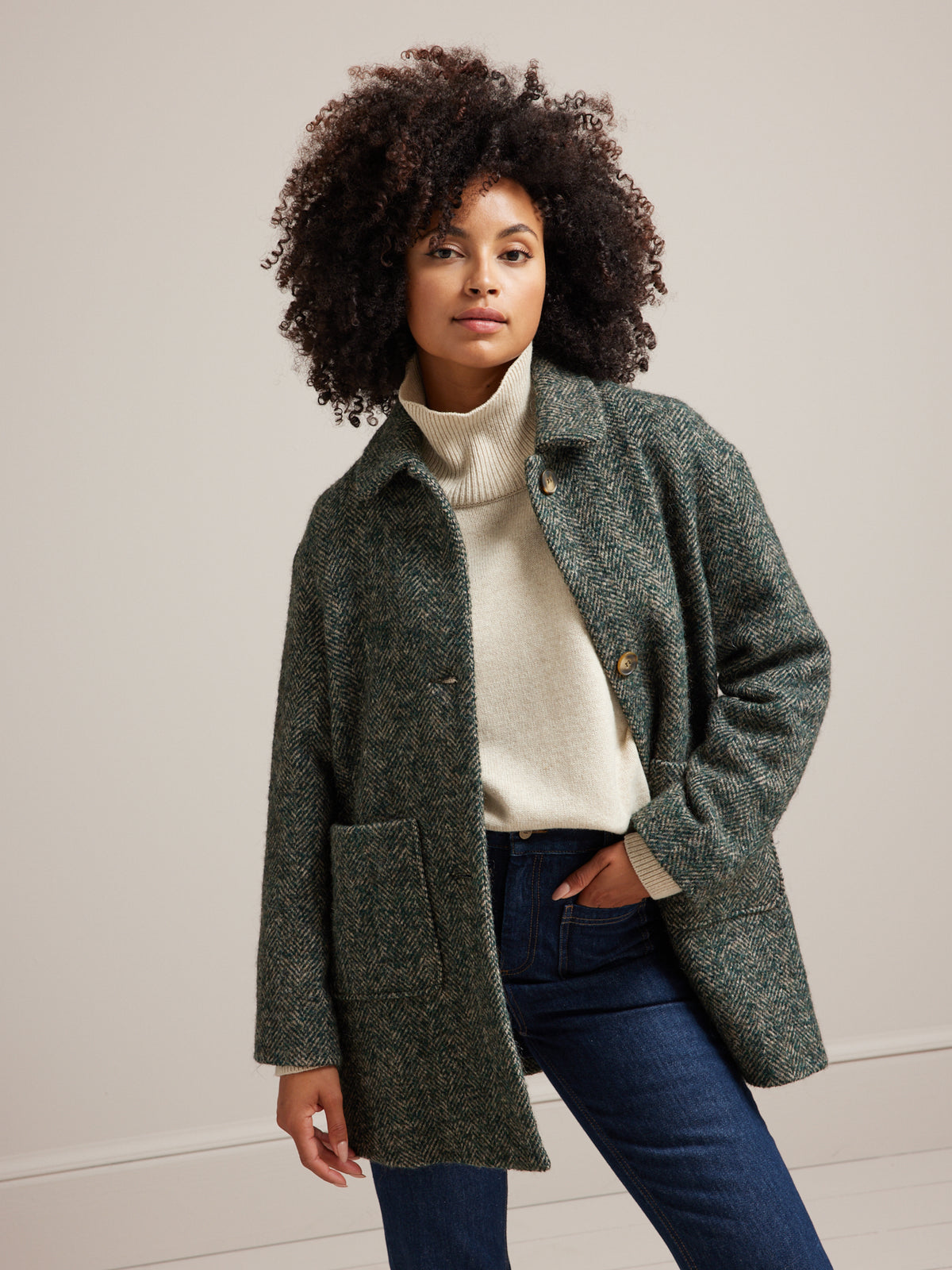 Manteau oeuf lainage chevrons femme