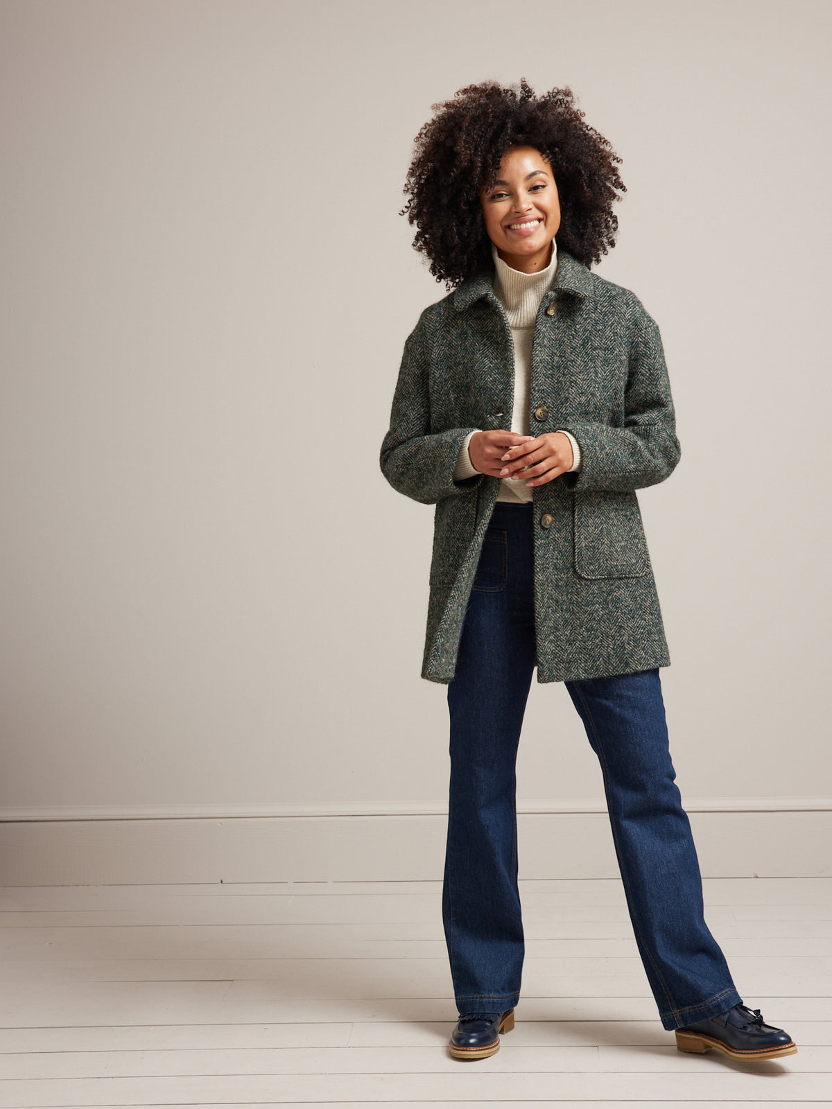 Manteau oeuf lainage chevrons femme