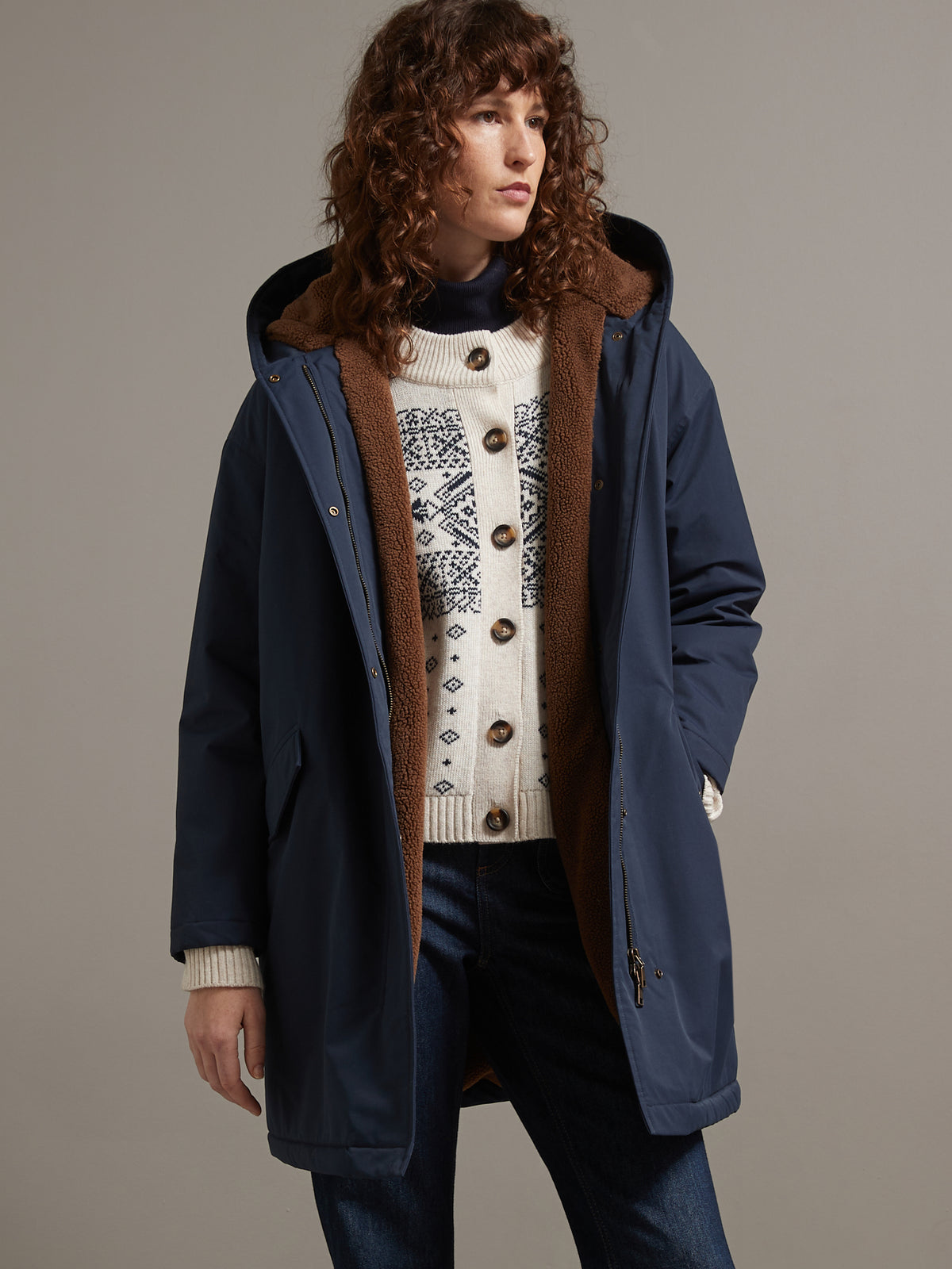 Langer Damen-Parka mit Futter