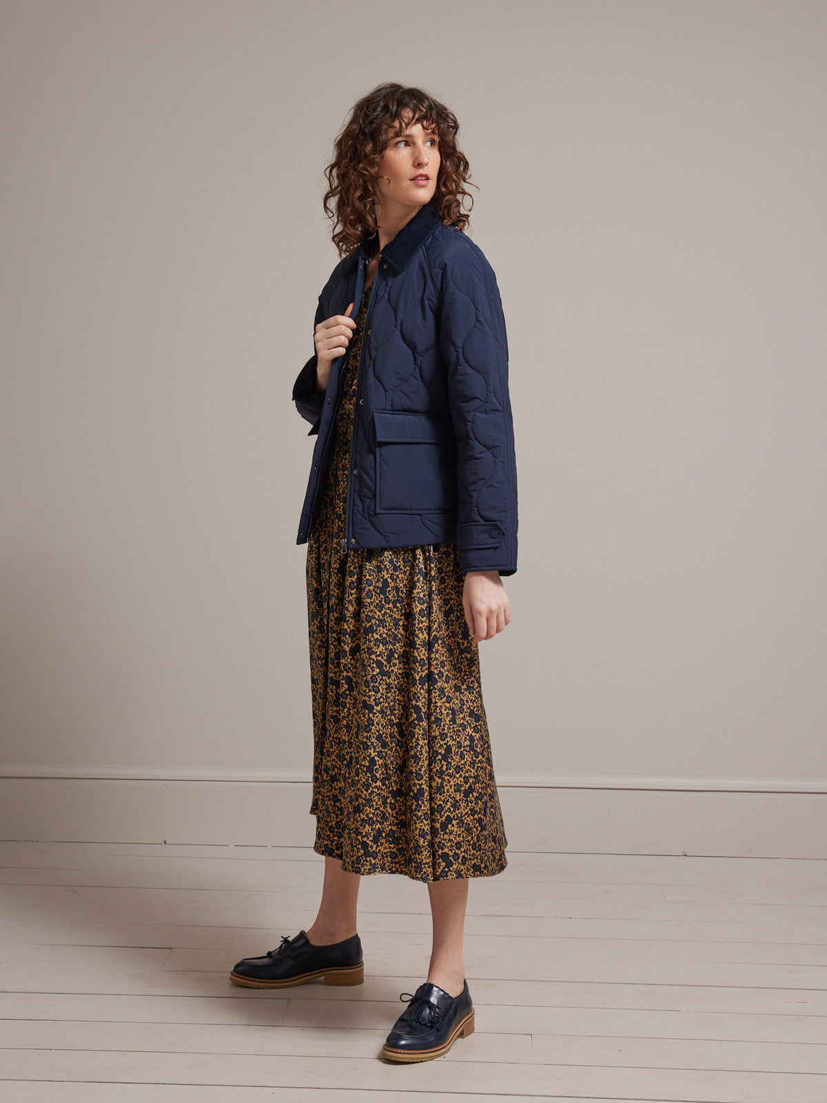 Veste matelassée col velours femme