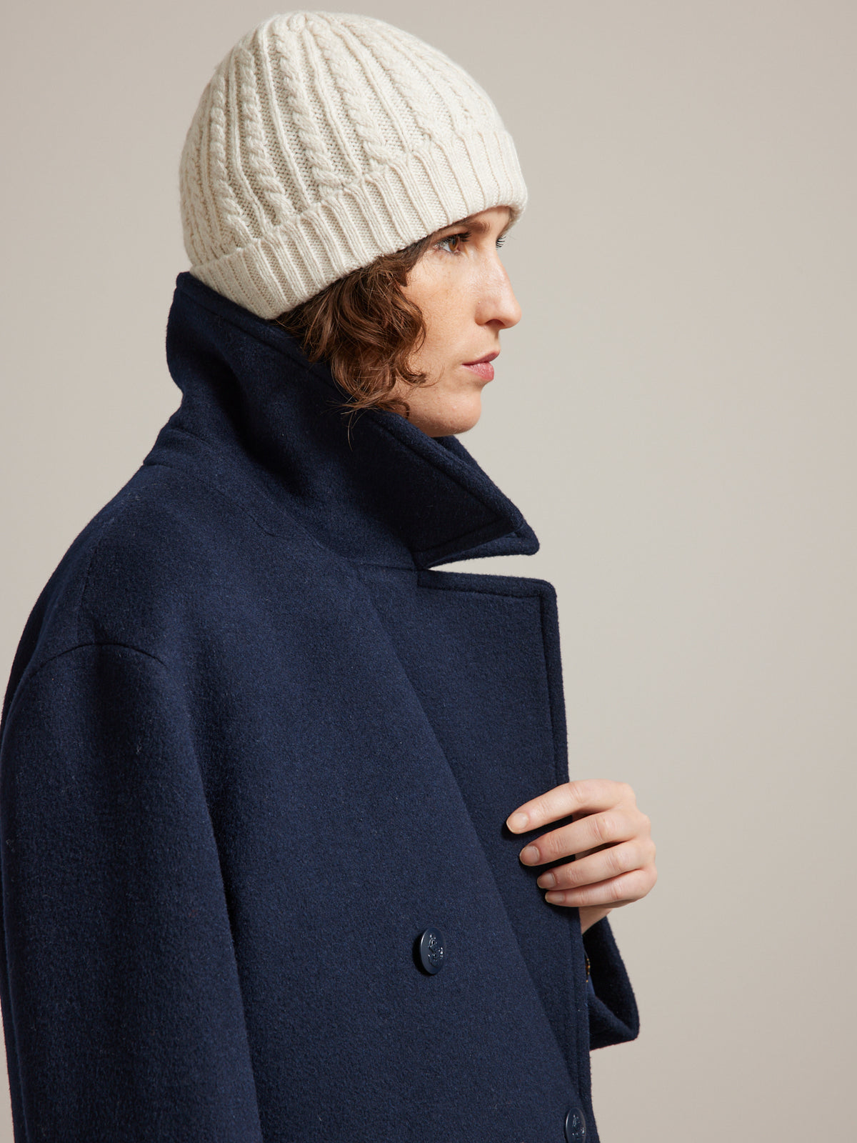 Damen-Cabanjacke aus Wolltuch mit zweireihiger Knopfleiste