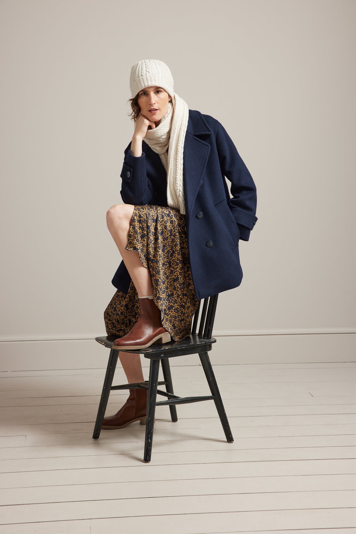 Damen-Cabanjacke aus Wolltuch mit zweireihiger Knopfleiste