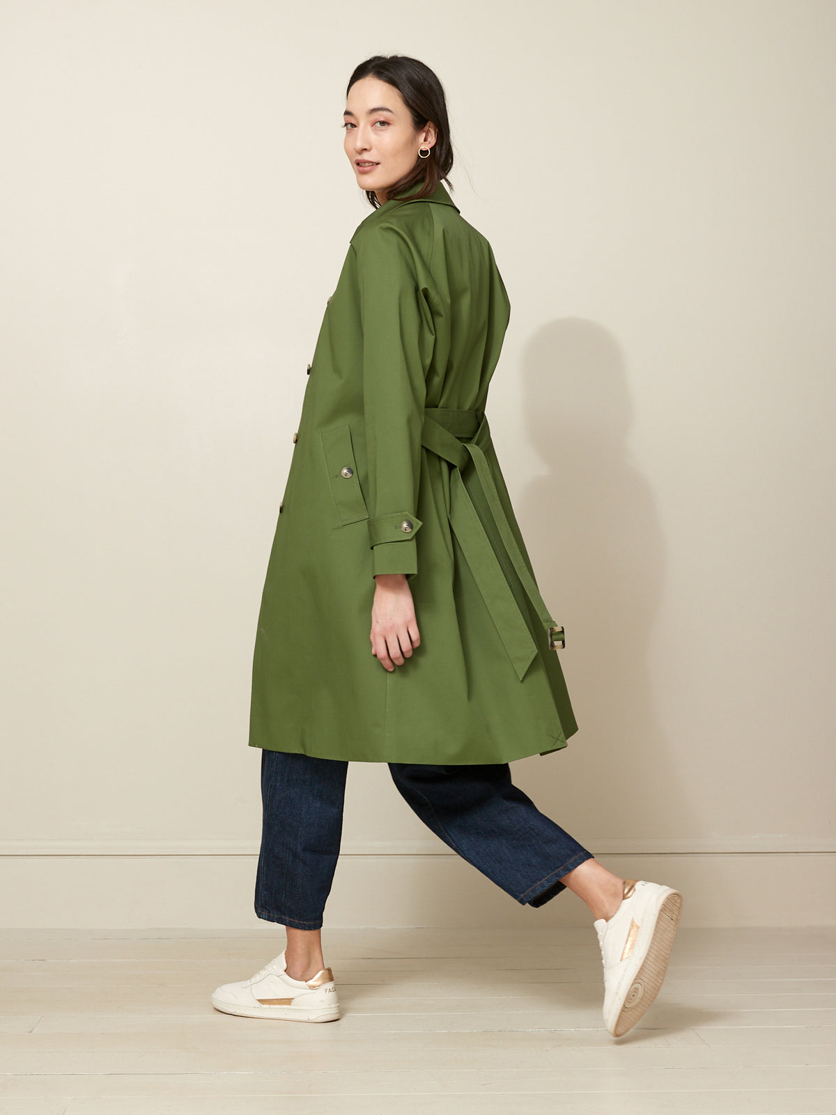 Langer Damen-Trenchcoat mit Raglanärmeln