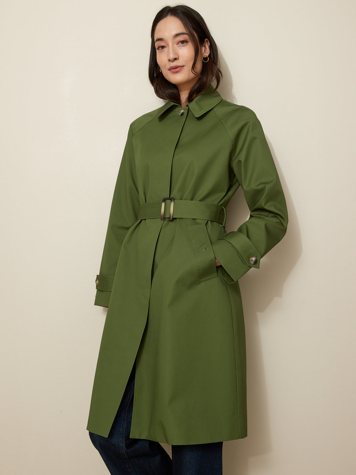 Langer Damen-Trenchcoat mit Raglanärmeln