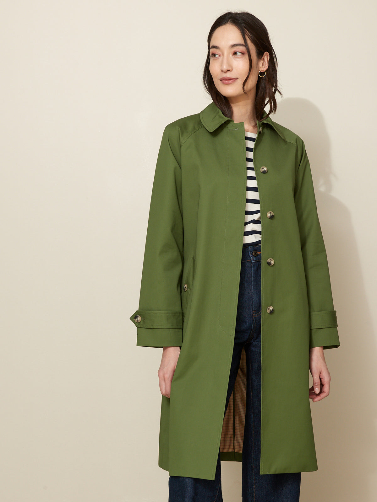 Langer Damen-Trenchcoat mit Raglanärmeln