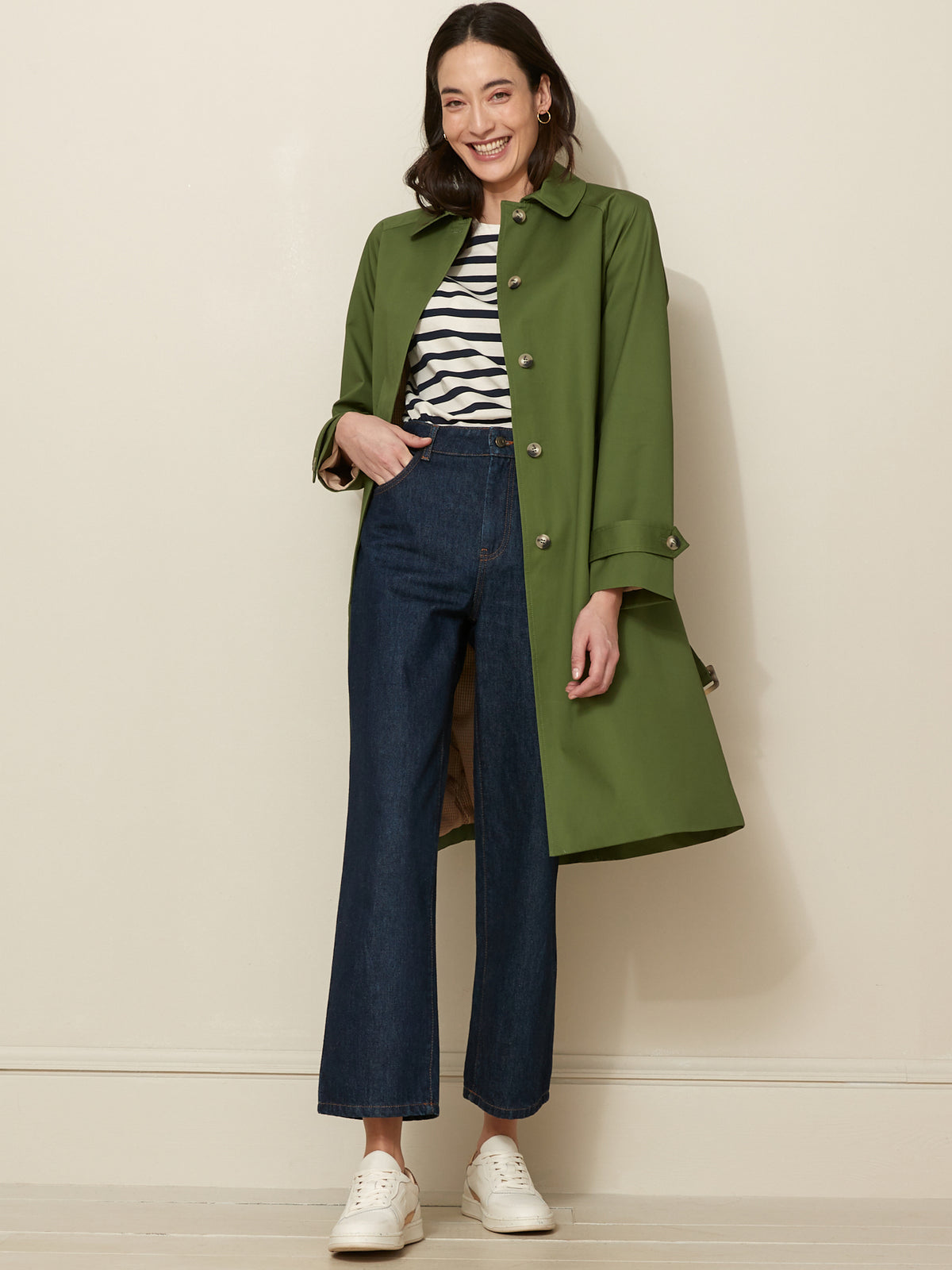Langer Damen-Trenchcoat mit Raglanärmeln