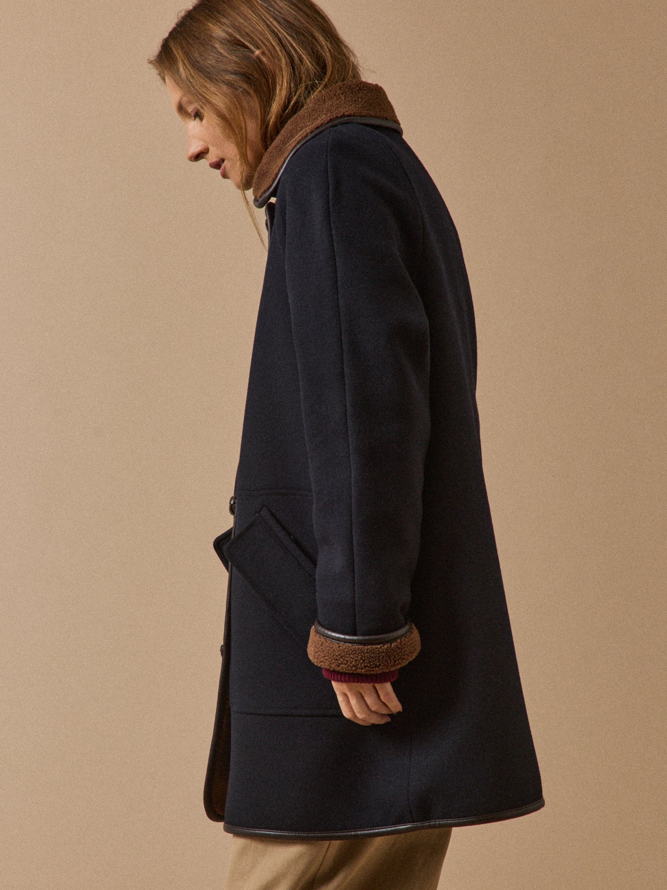 Damenmantel mit Sherpafutter