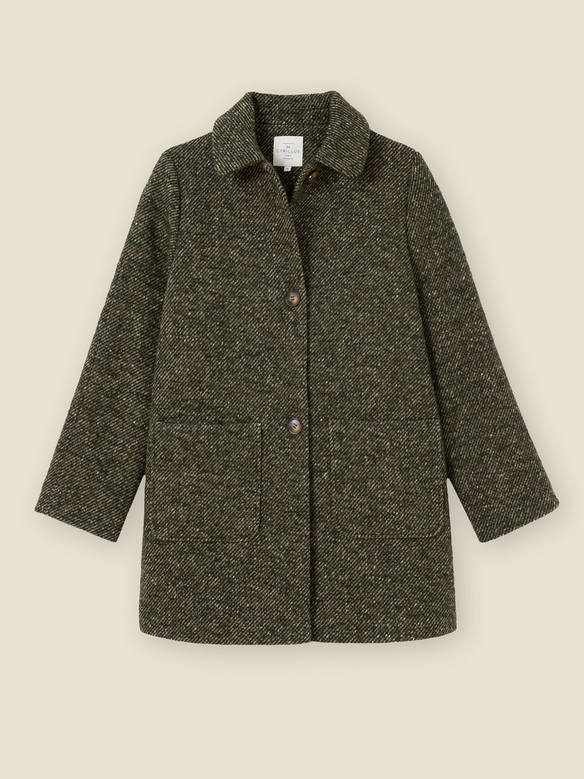 Manteau court twill mouliné femme