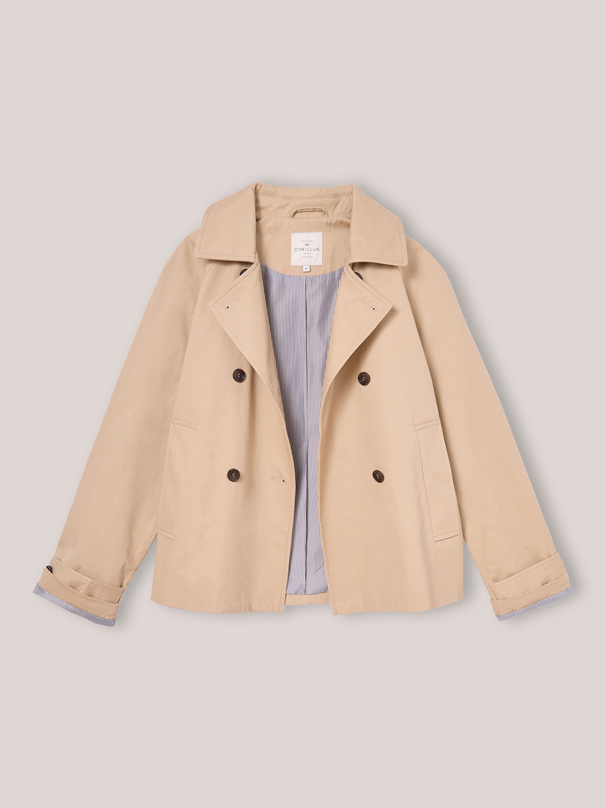 Trench court double boutonnage femme
