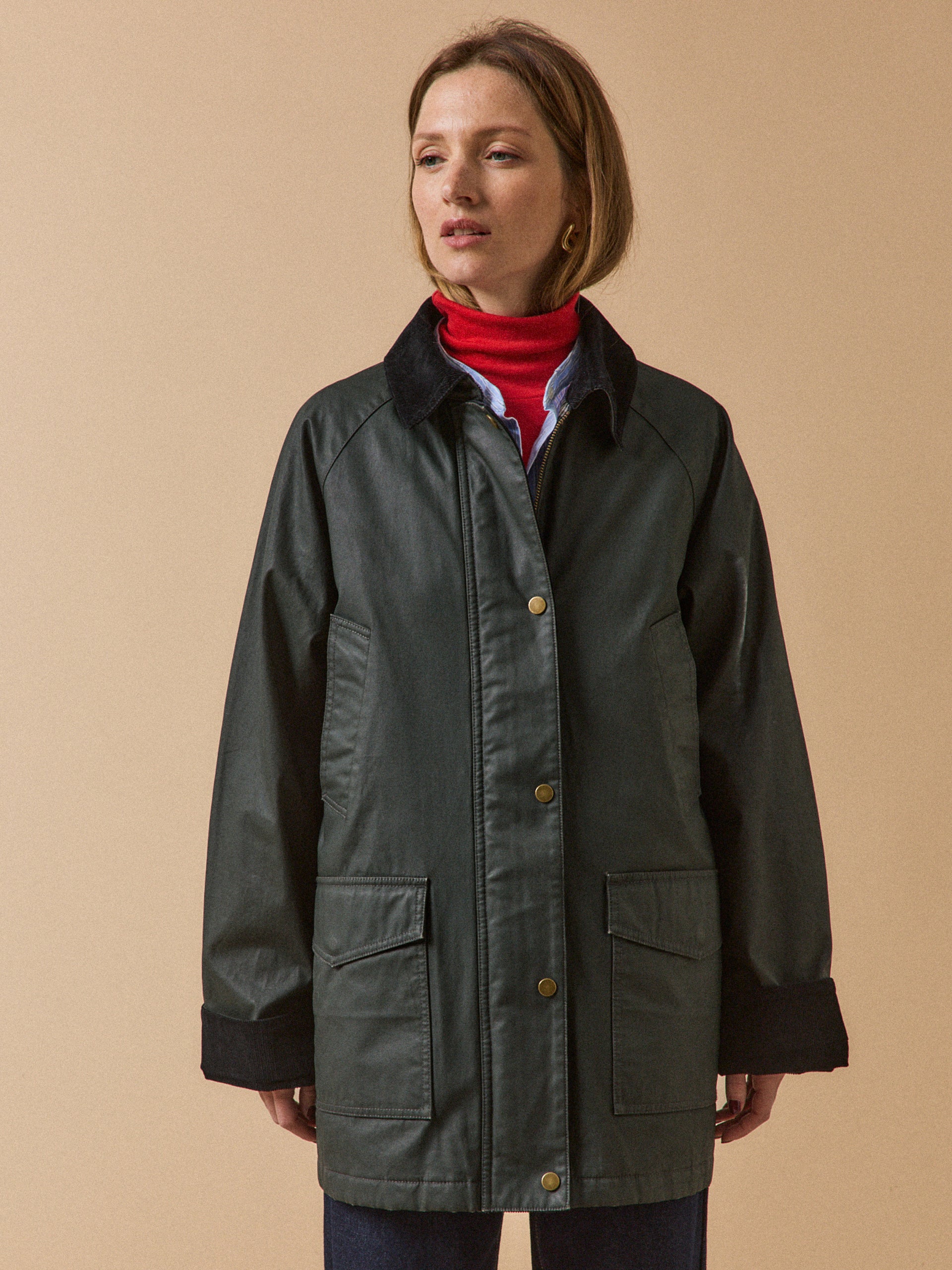 Damenjacke aus beschichteter Baumwolle