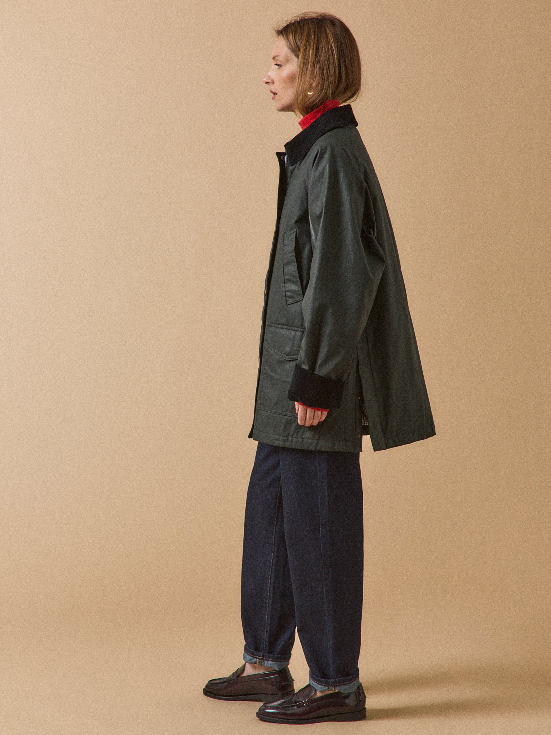 Damenjacke aus beschichteter Baumwolle