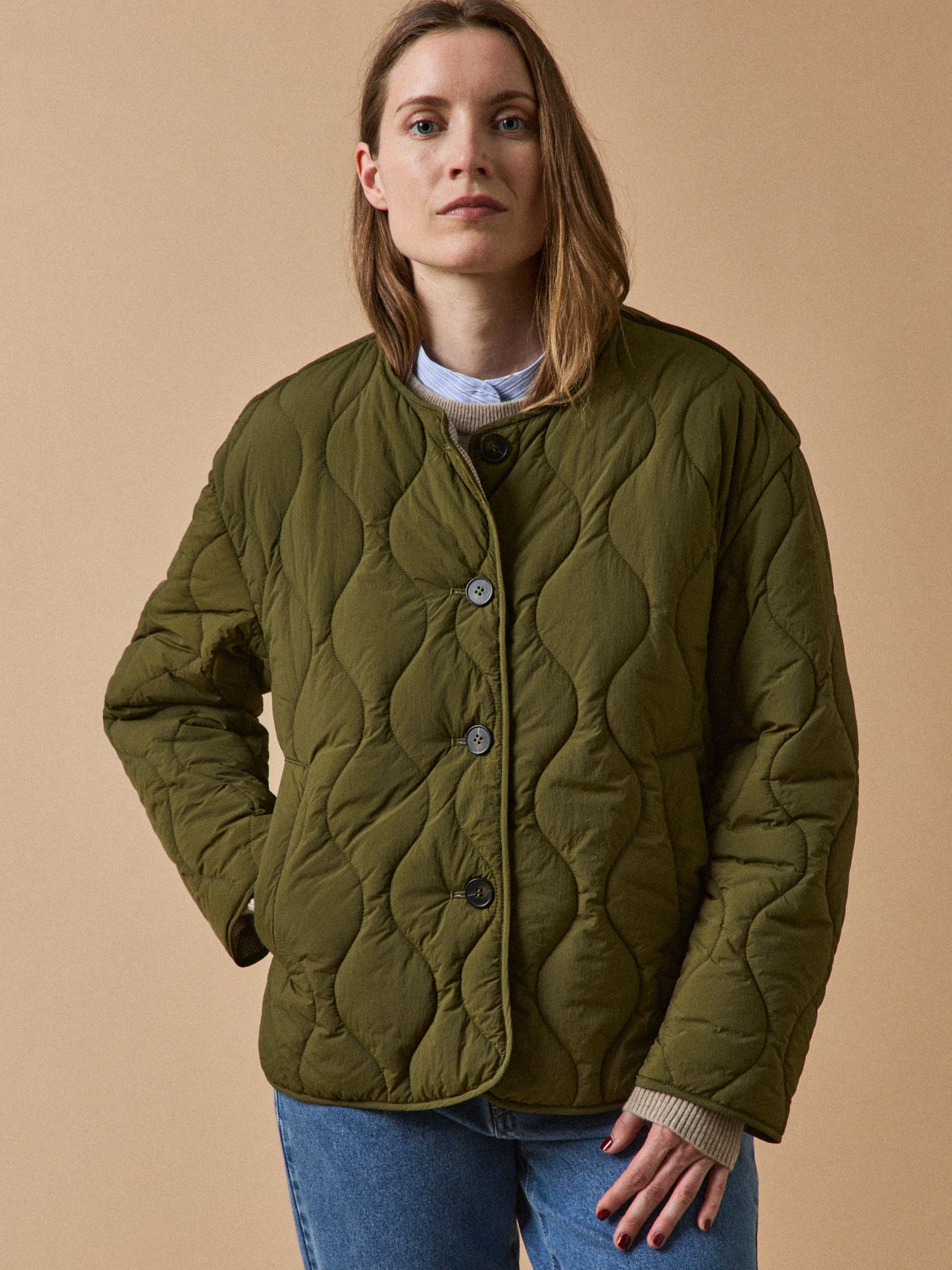 Damen-Steppjacke ohne Kragen