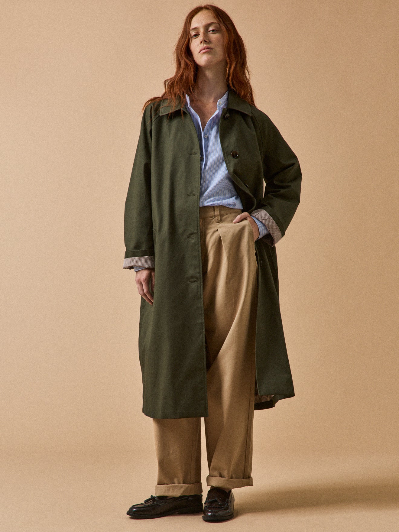 Trench droit coton femme